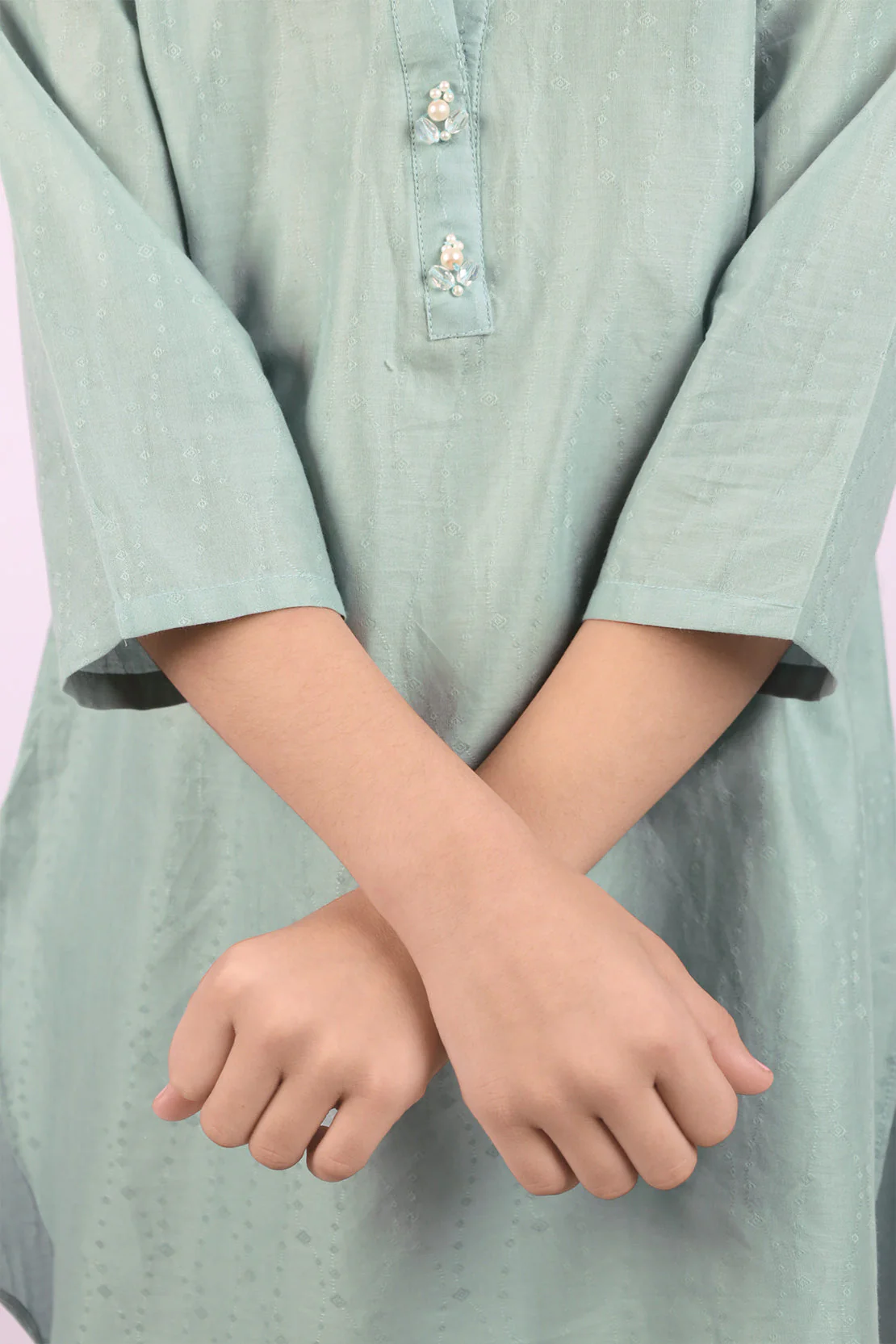 Stitched Cotton Jacquard Shirt/trouser For Kids - Image 3