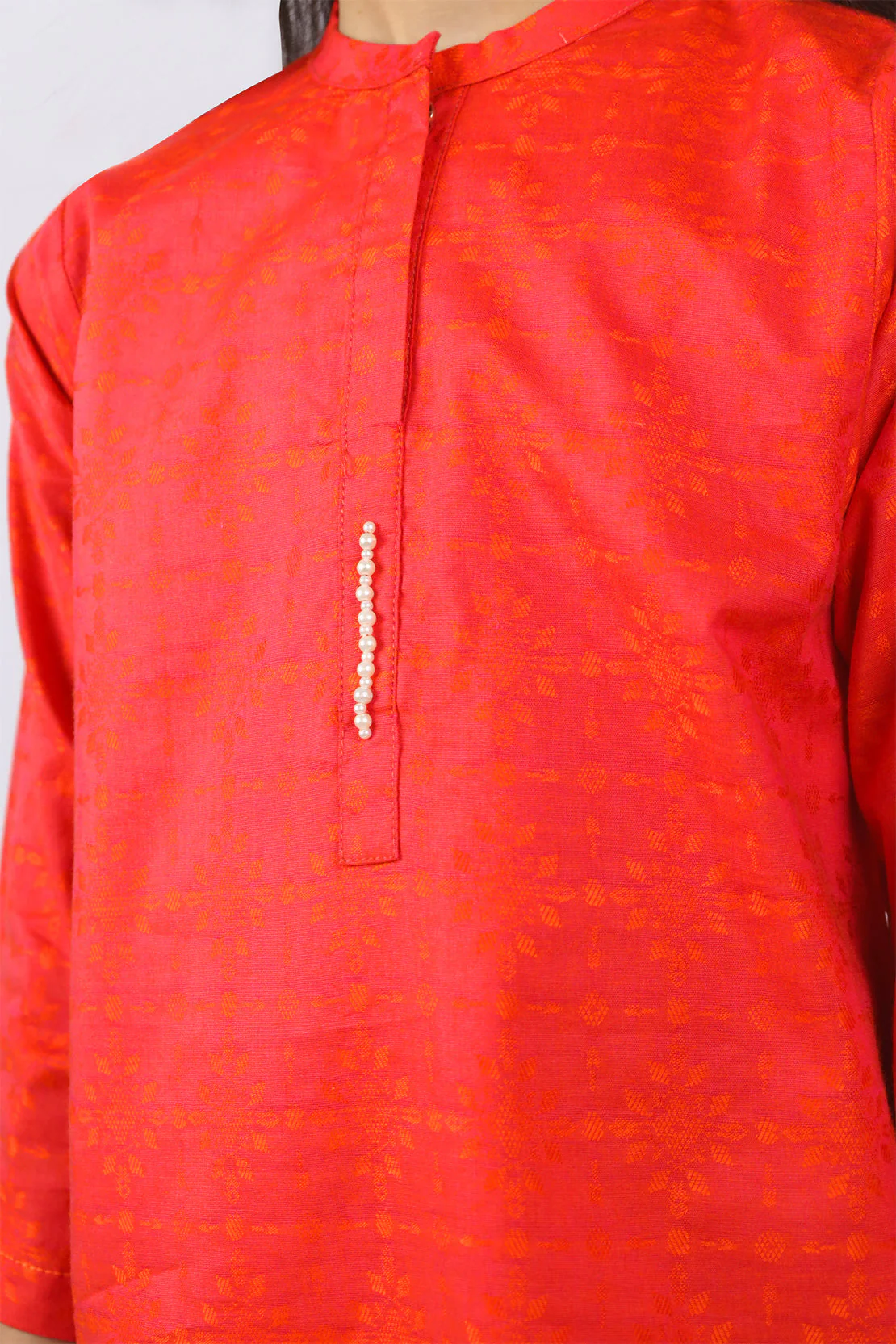 Stitched Cotton Jacquard Shirt/trouser For Kids - Image 4