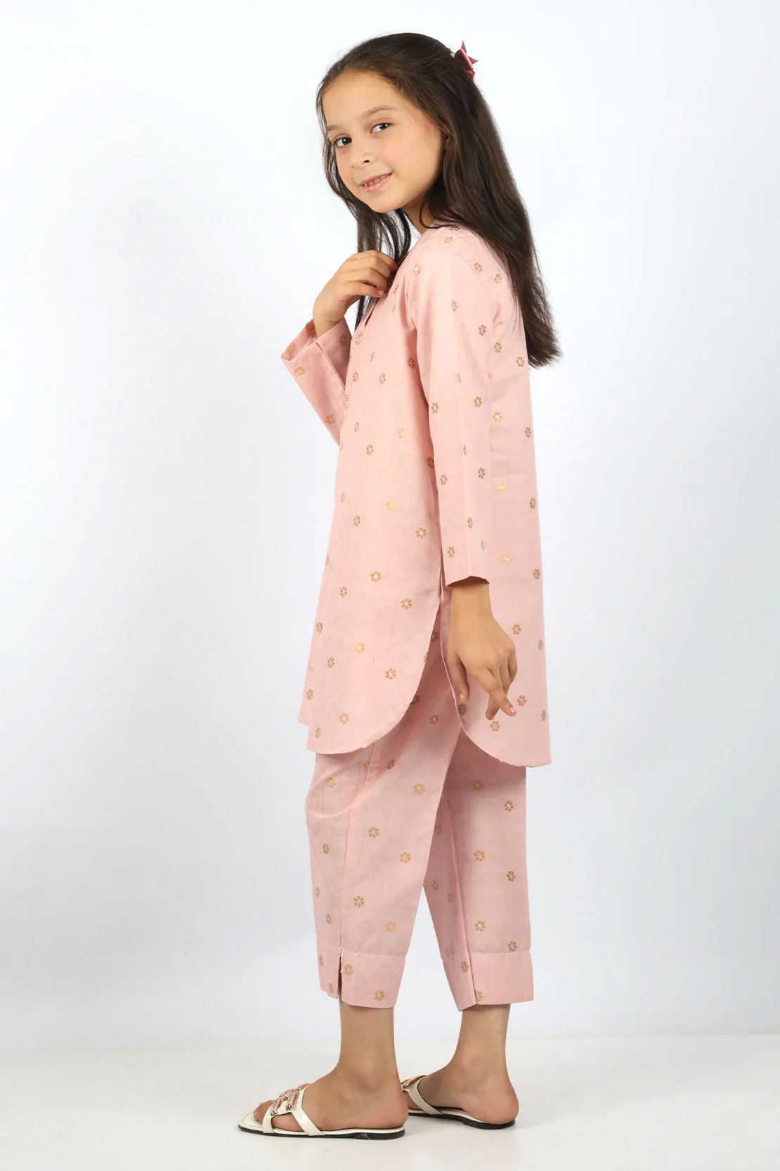 Stitched Cotton Jacquard Shirt/trouser For Kids - Image 2