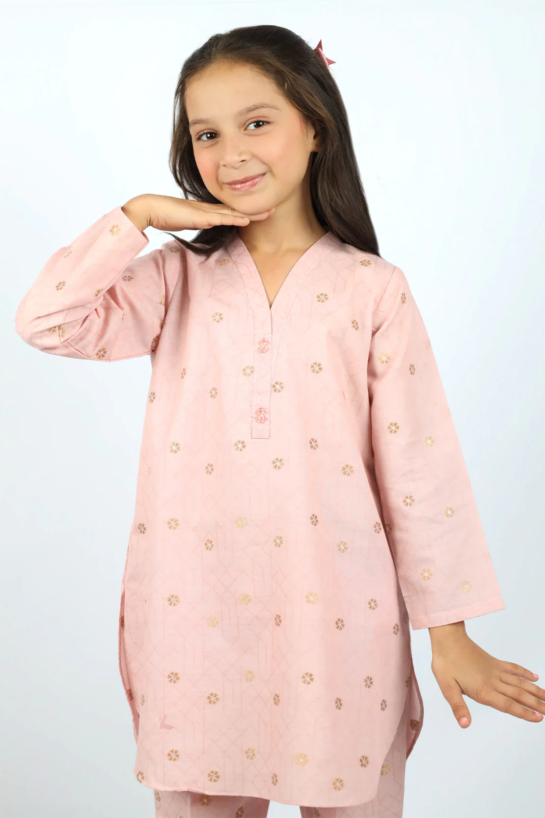 Stitched Cotton Jacquard Shirt/trouser For Kids - Image 5