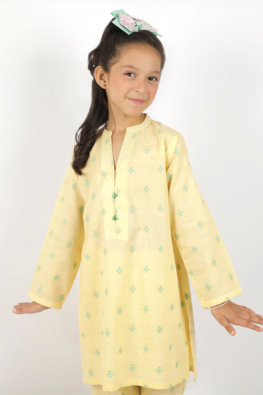 Stitched Cotton Jacquard Shirt/trouser For Kids - Image 3