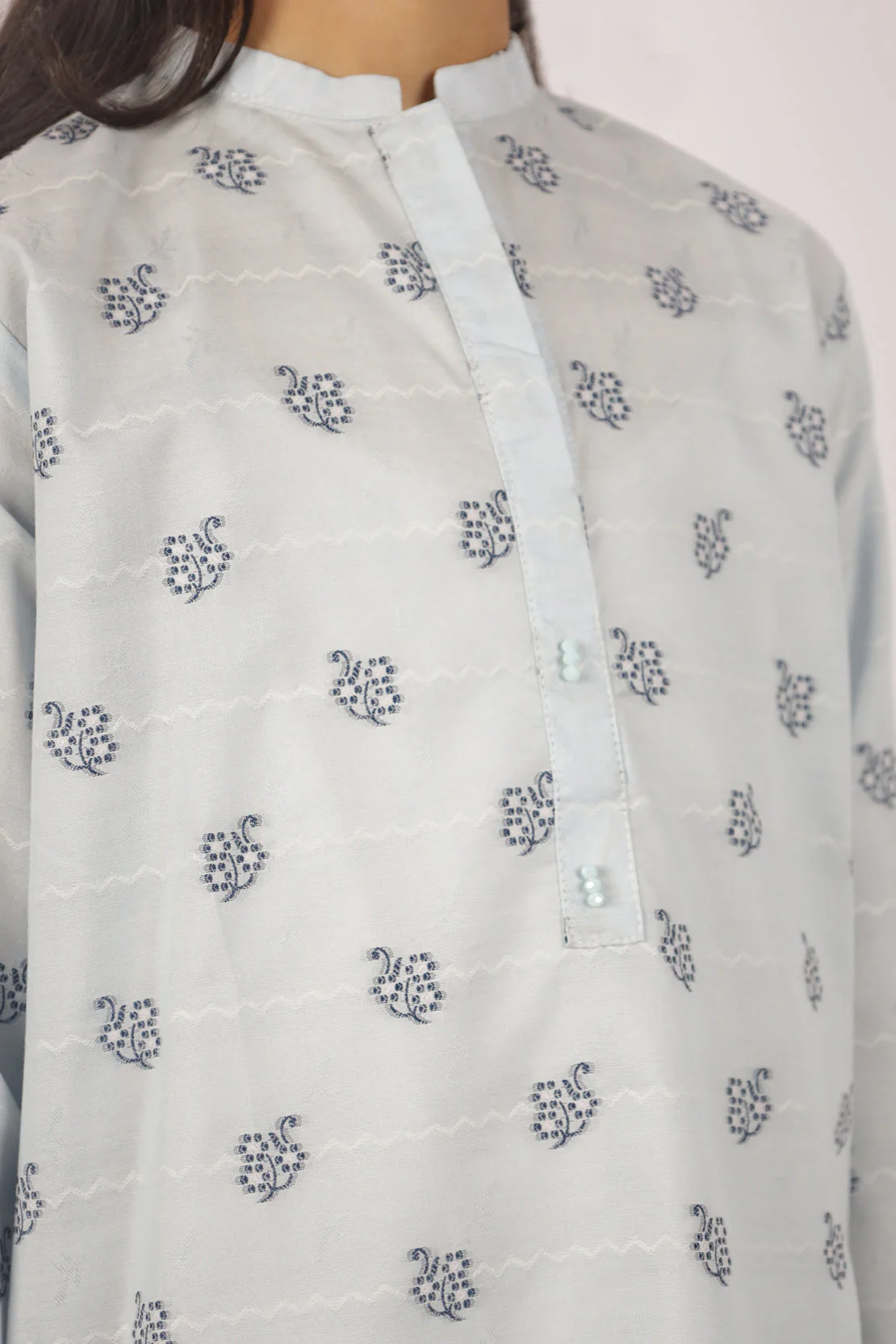 Stitched Cotton Jacquard Shirt/trouser For Kids - Image 3