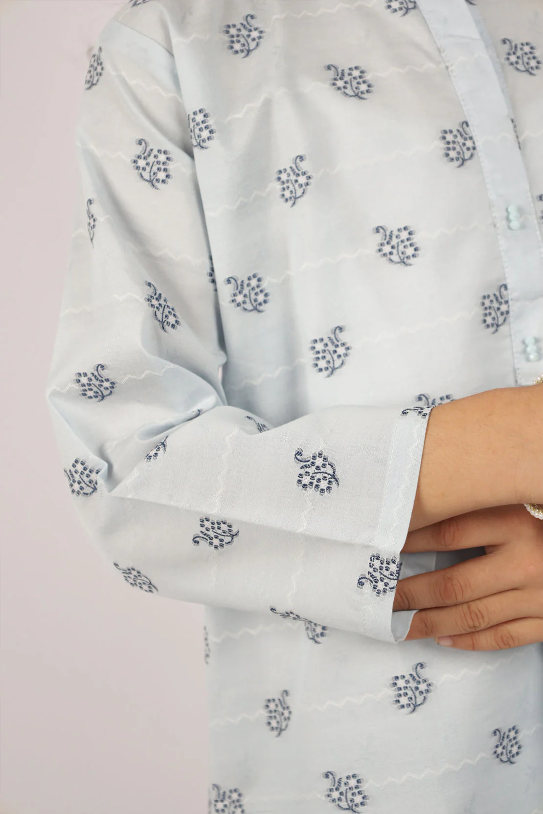 Stitched Cotton Jacquard Shirt/trouser For Kids - Image 4