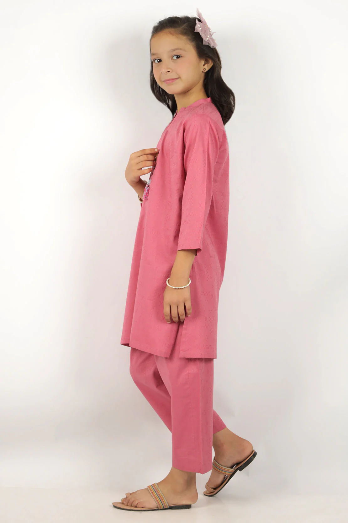 Stitched Cotton Jacquard Shirt/trouser For Kids - Image 2