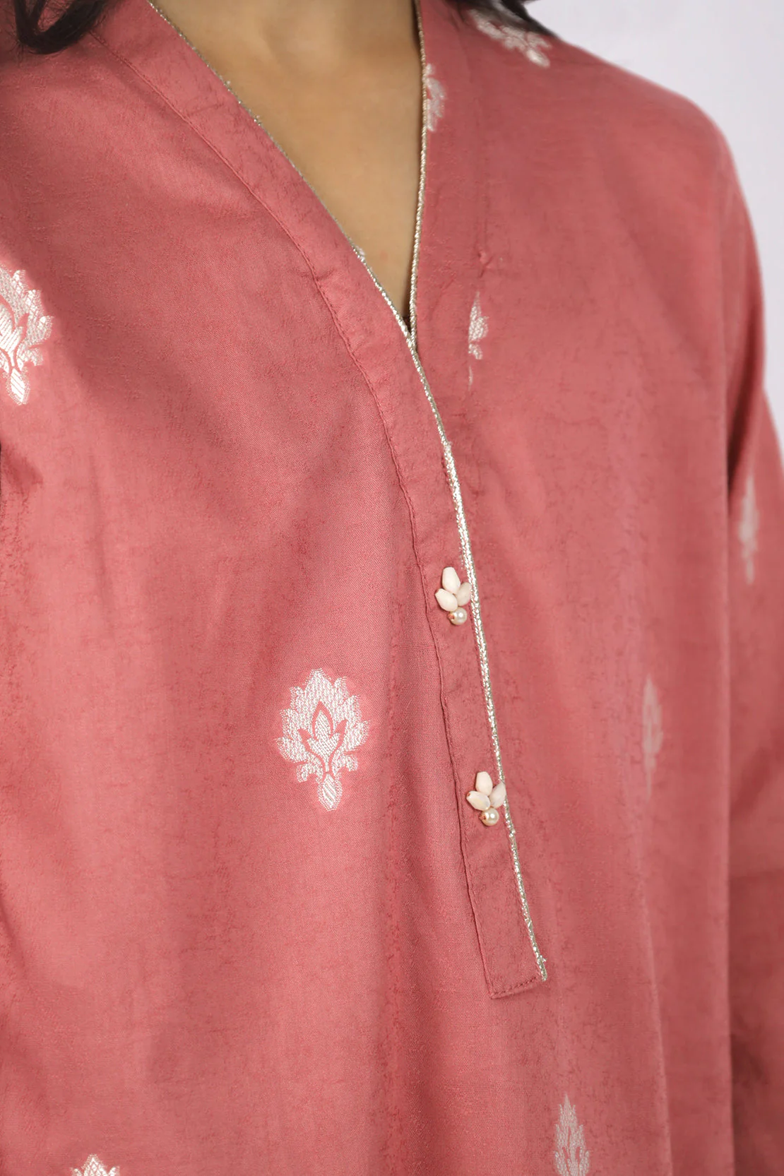 Stitched Cotton Jacquard Shirt/trouser For Kids - Image 3