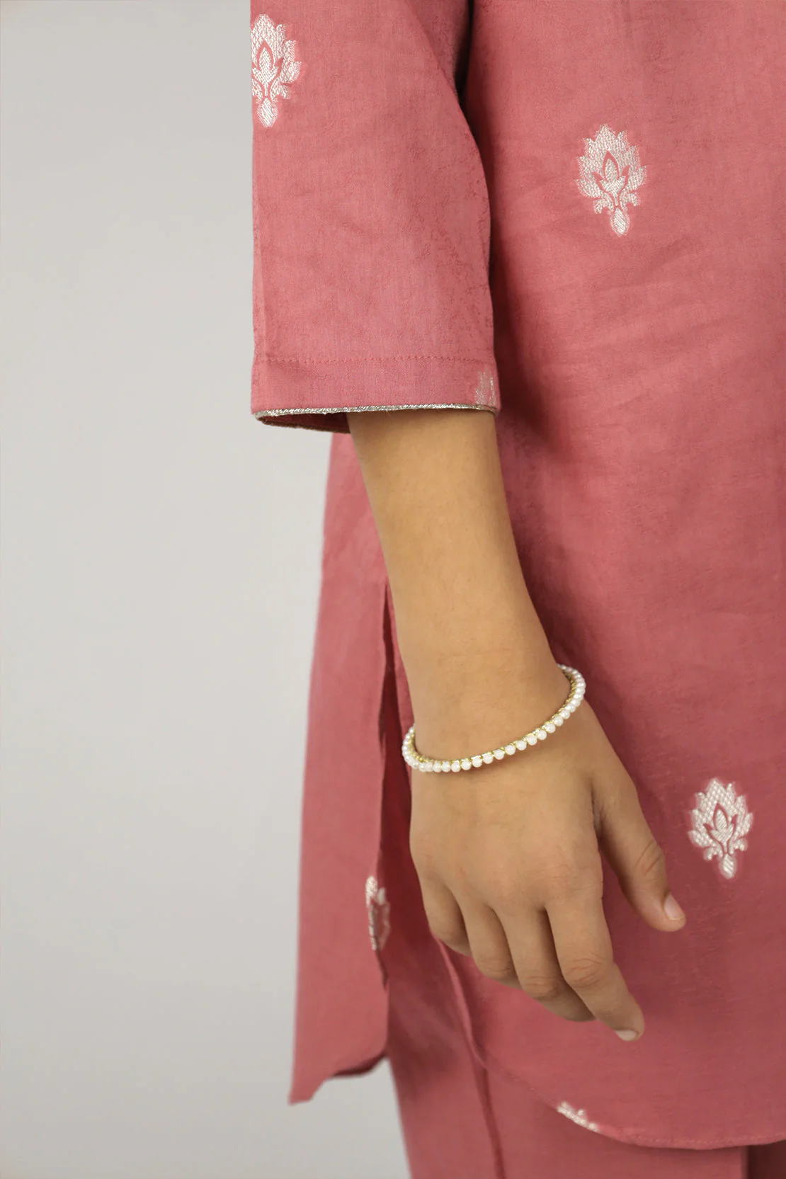 Stitched Cotton Jacquard Shirt/trouser For Kids - Image 4