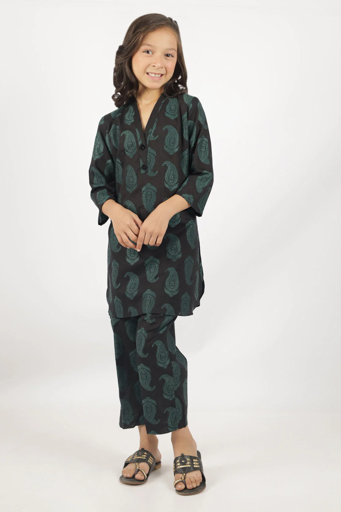 Stitched Cotton Jacquard Shirt/trouser For Kids - Image 2
