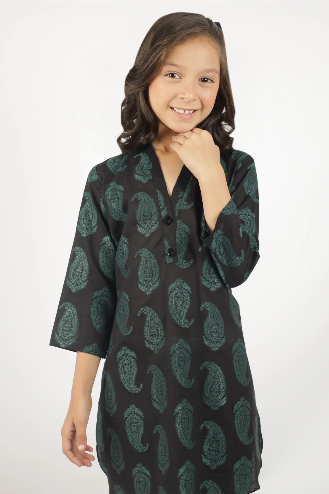 Stitched Cotton Jacquard Shirt/trouser For Kids - Image 3