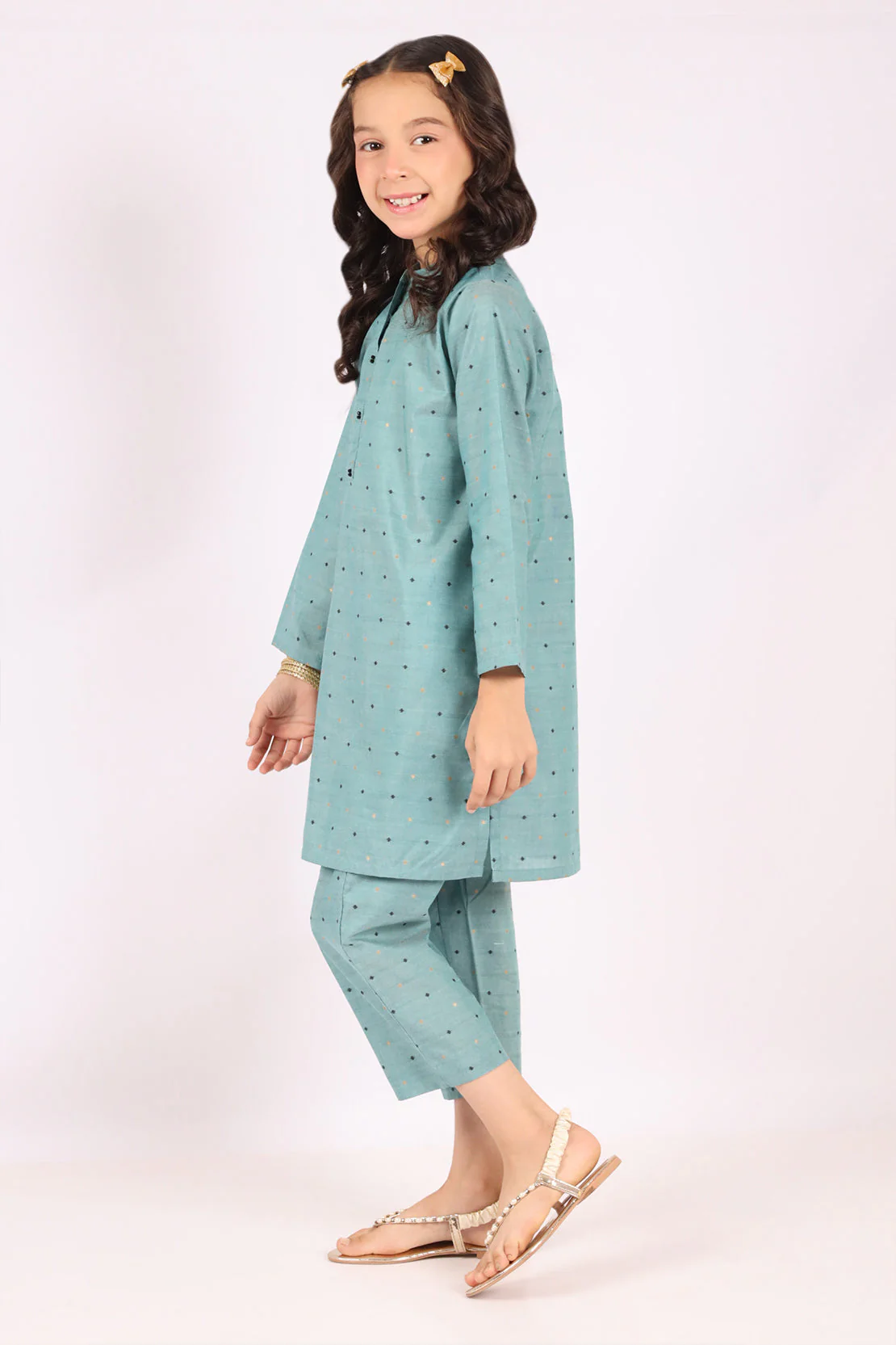 Stitched Cotton Jacquard Shirt/trouser For Kids - Image 2