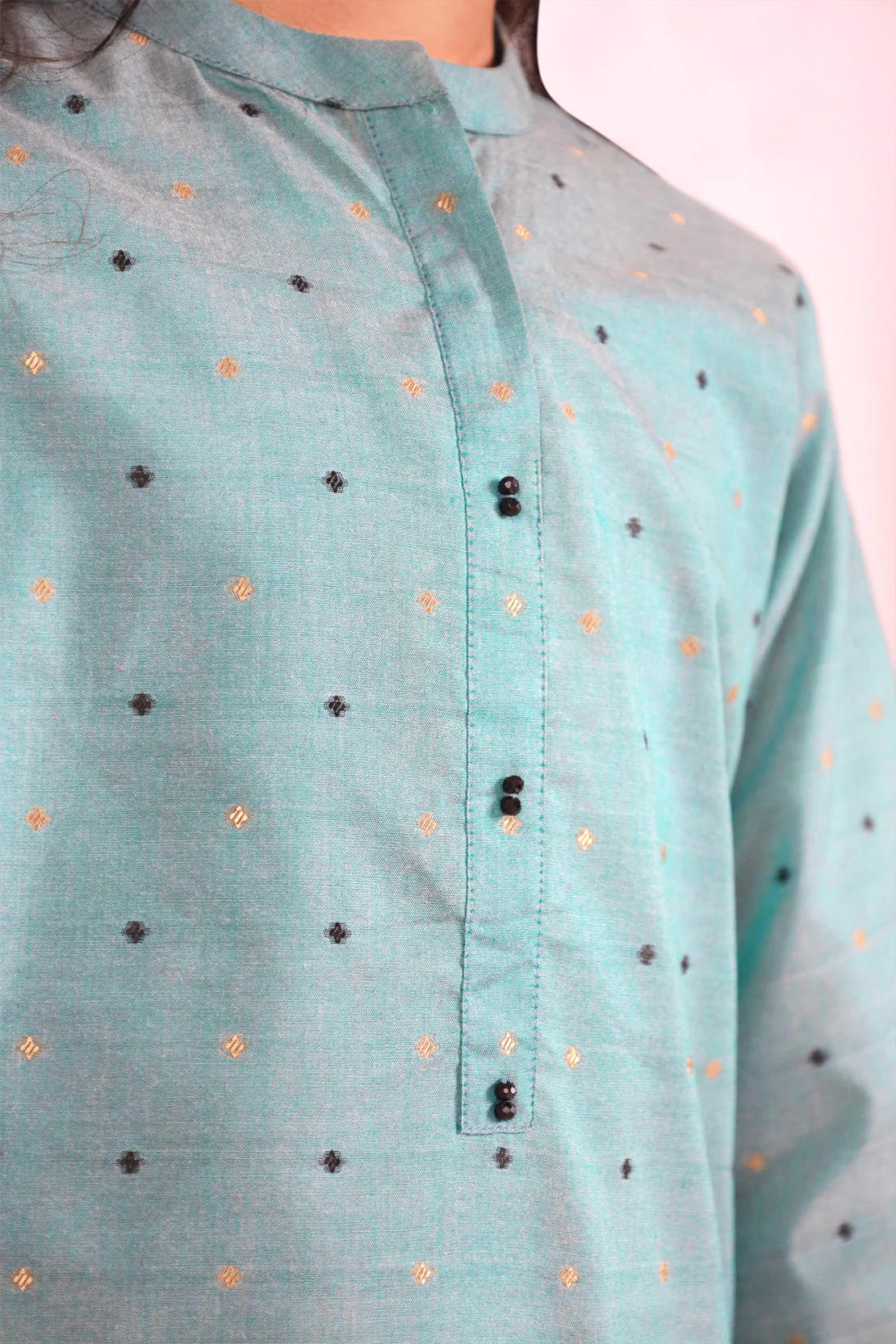 Stitched Cotton Jacquard Shirt/trouser For Kids - Image 4
