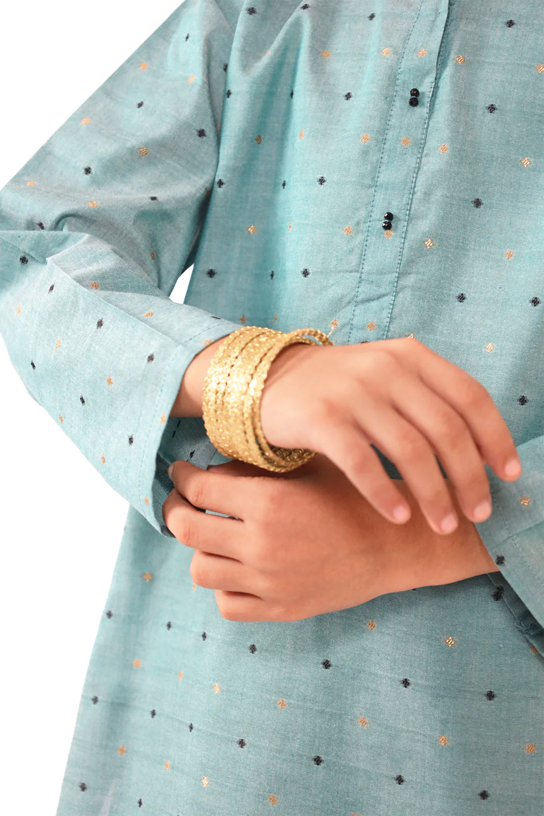 Stitched Cotton Jacquard Shirt/trouser For Kids - Image 5