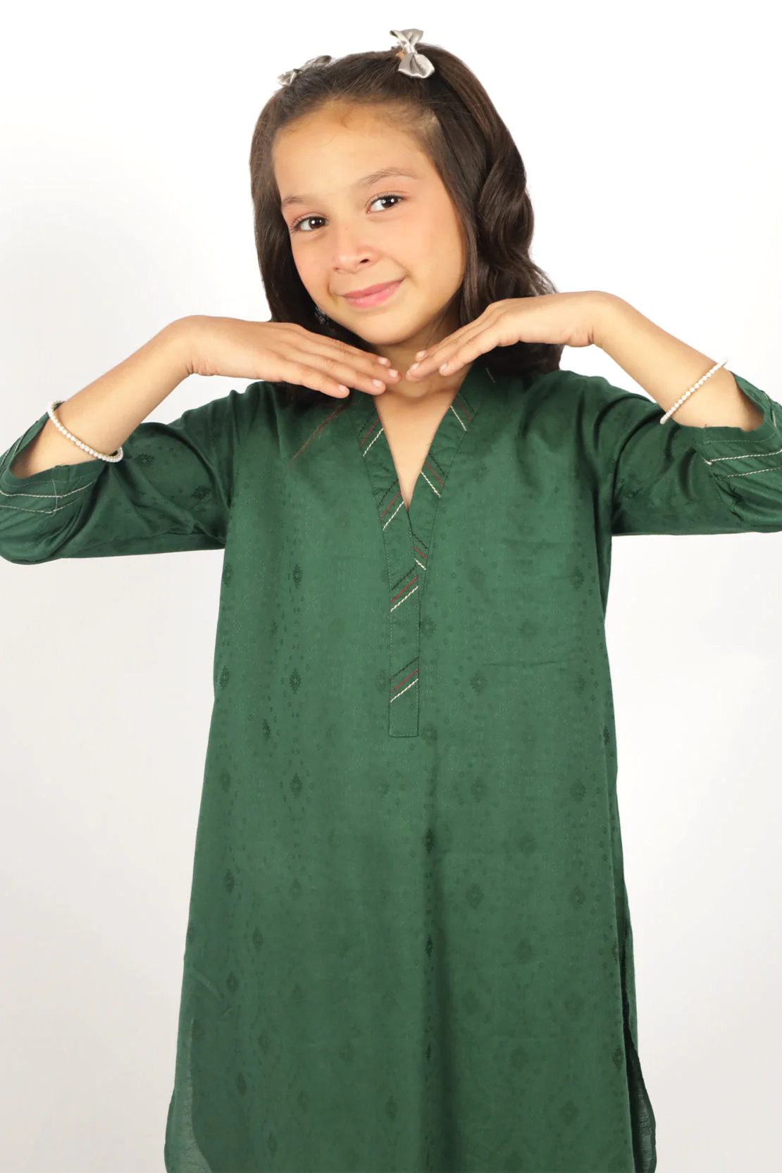 Stitched Cotton Jacquard Shirt/trouser For Kids - Image 2