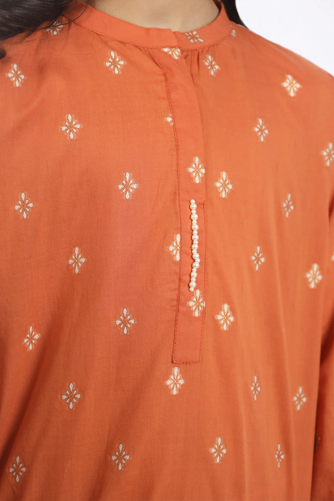 Stitched Cotton Jacquard Shirt/trouser For Kids - Image 3