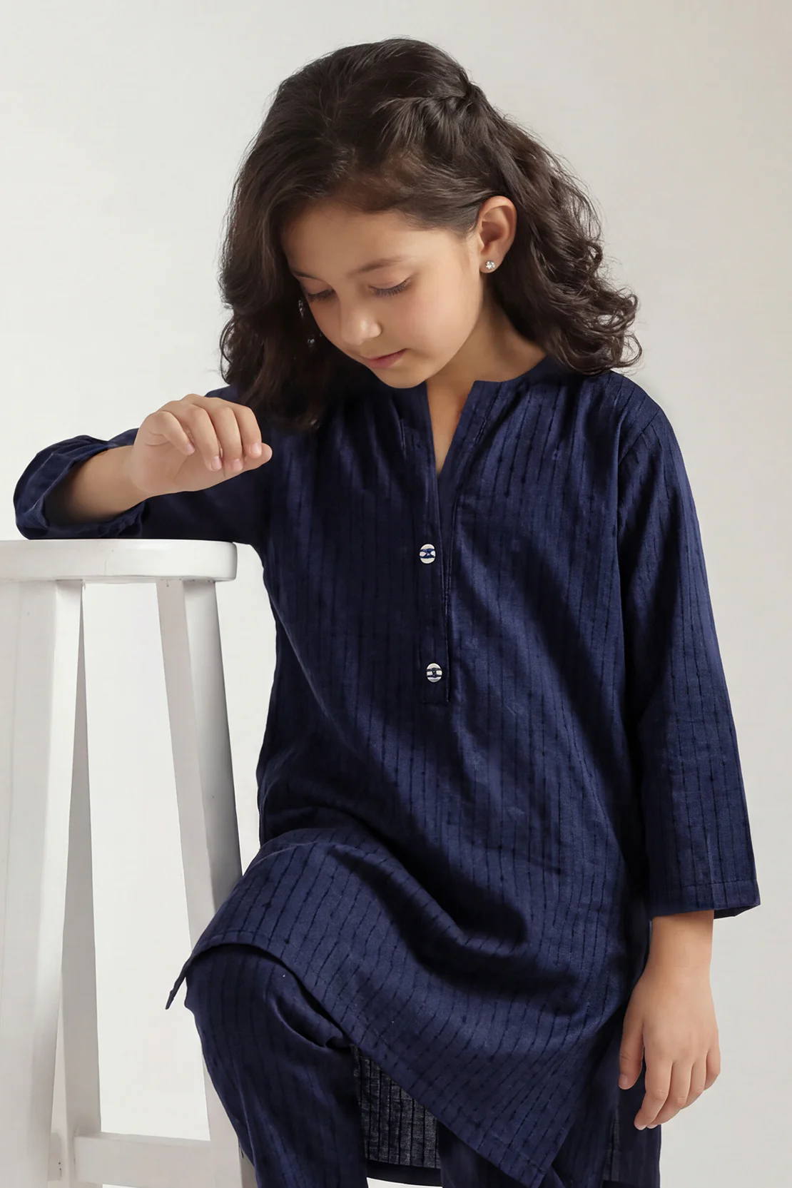 Stitched Cotton Jacquard Shirt/trouser For Kids