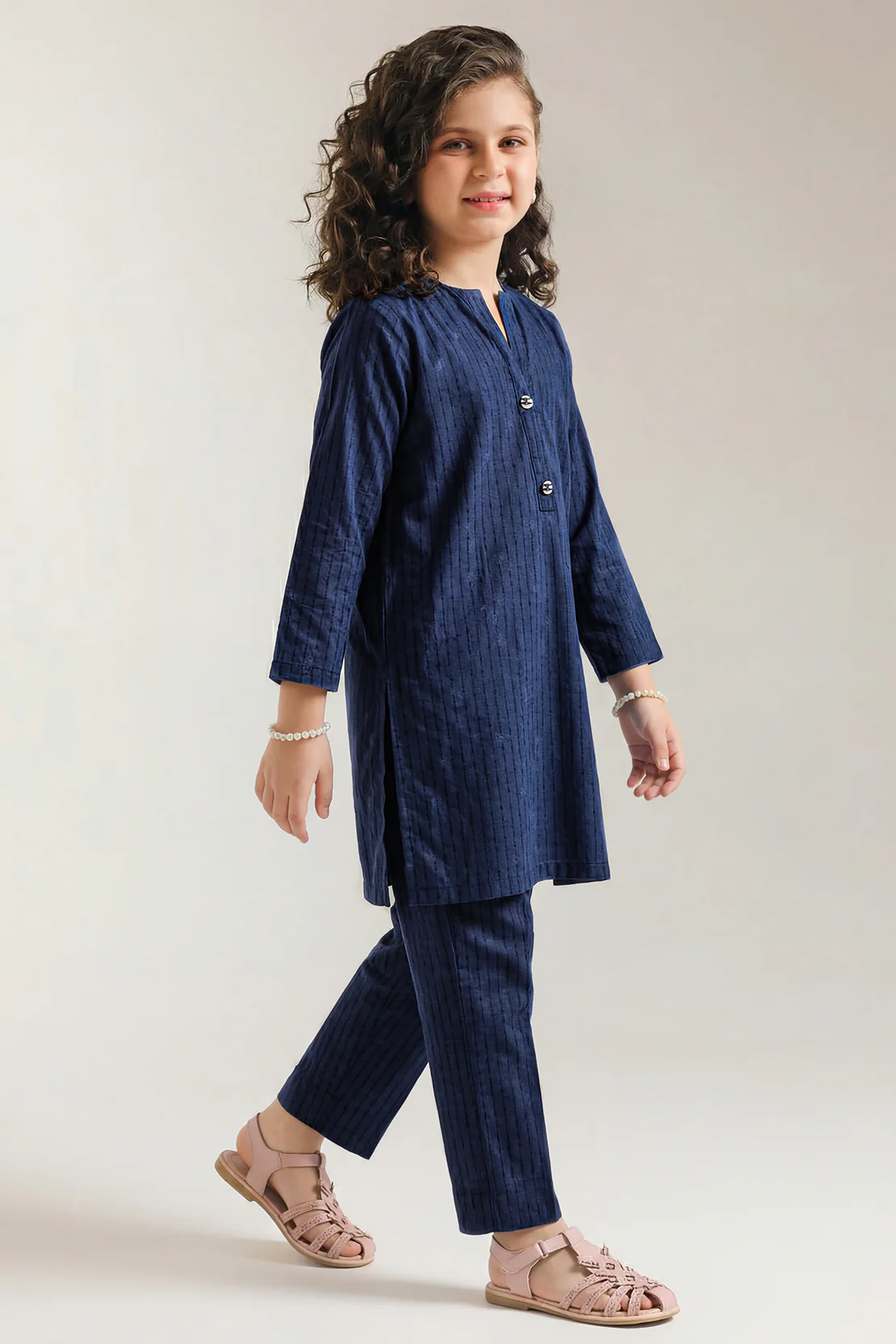 Stitched Cotton Jacquard Shirt/trouser For Kids - Image 4