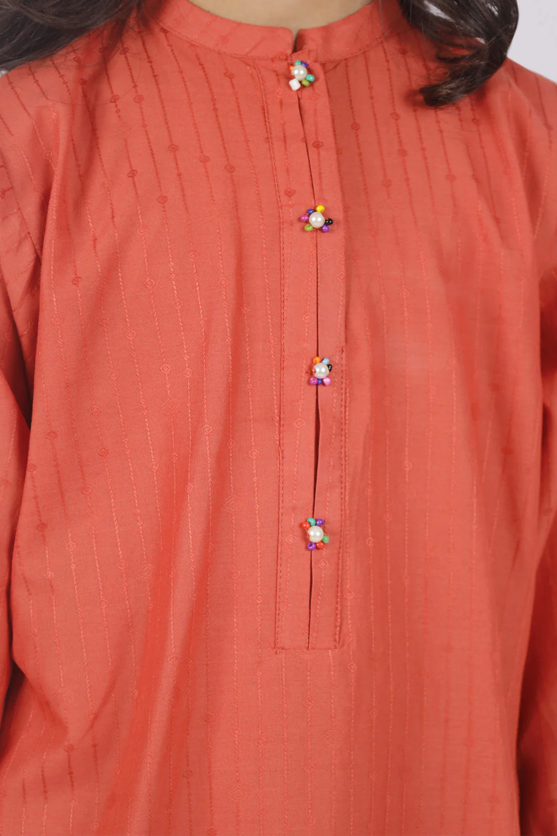 Stitched Cotton Jacquard Shirt/trouser For Kids - Image 2