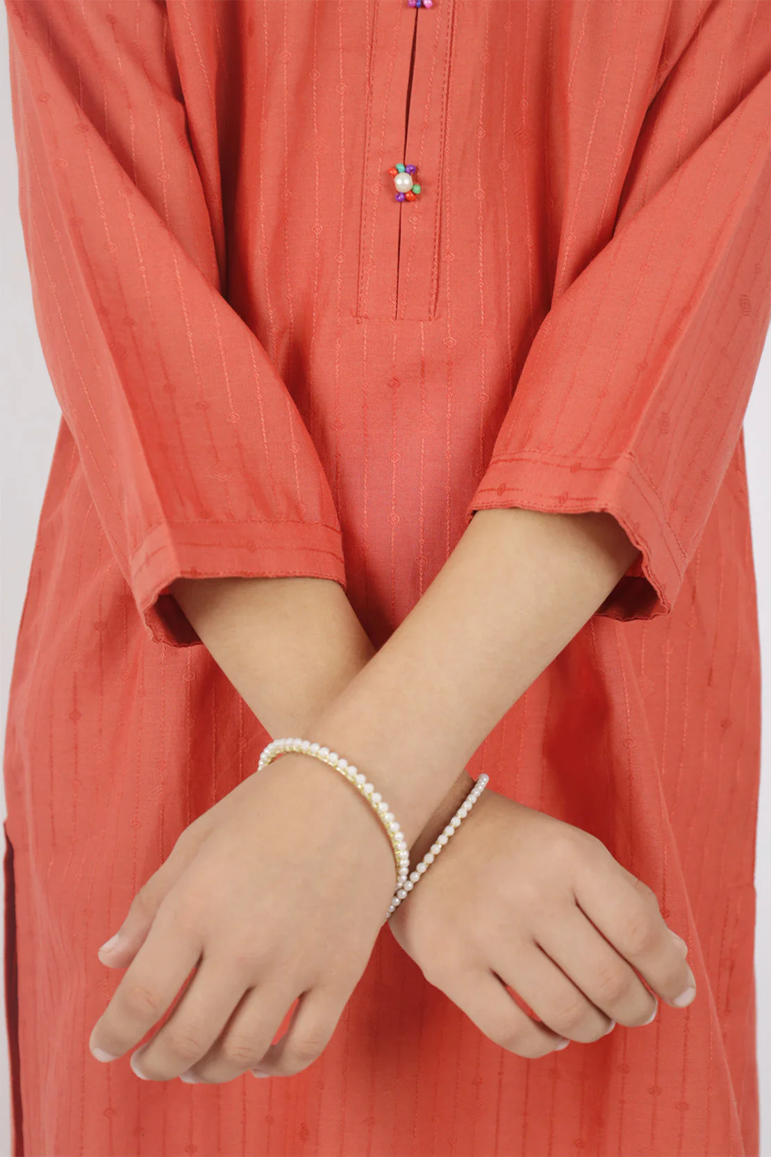 Stitched Cotton Jacquard Shirt/trouser For Kids - Image 3