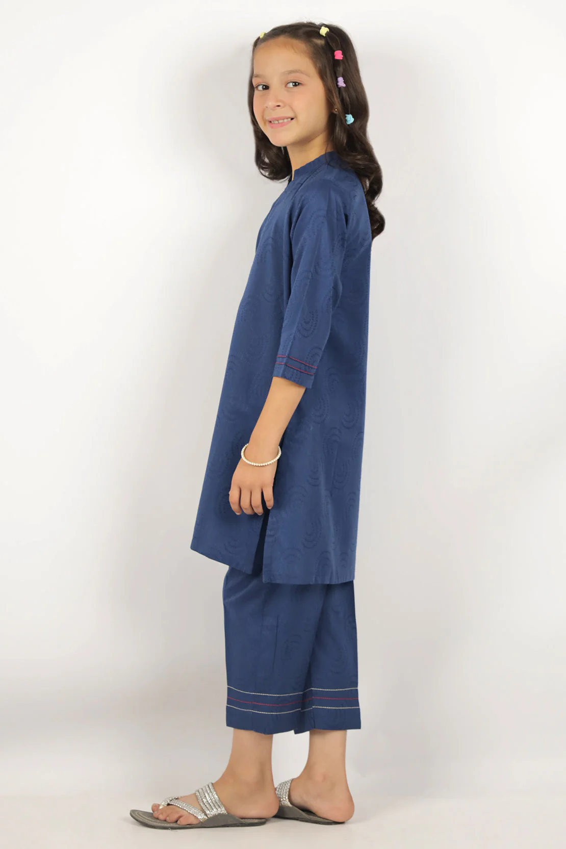 Stitched Cotton Jacquard Shirt/trouser For Kids - Image 4