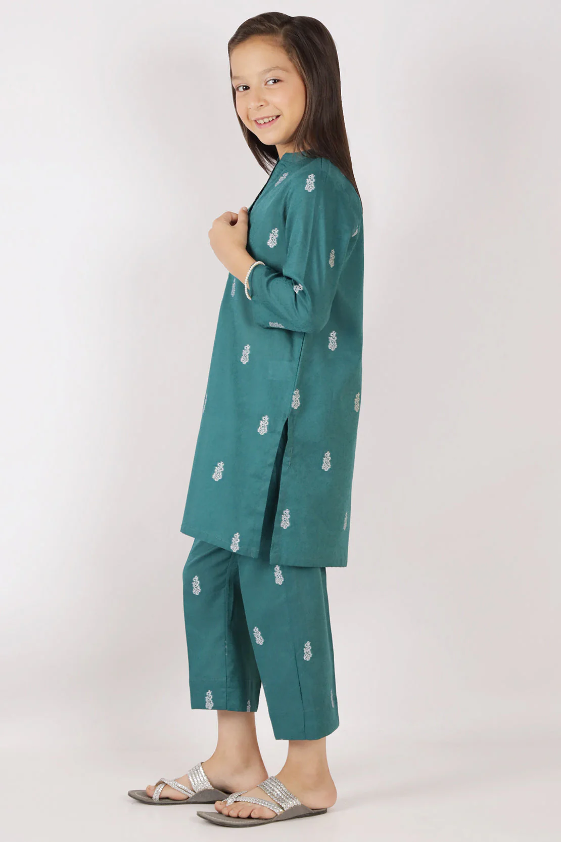 Stitched Cotton Jacquard Shirt/trouser For Kids - Image 2