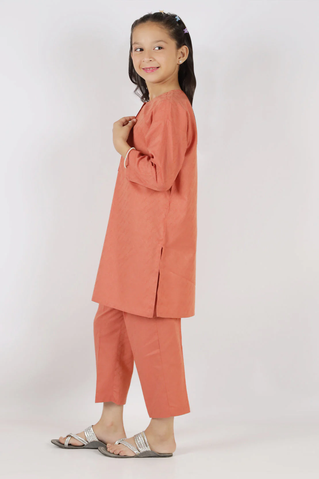 Stitched Cotton Jacquard Shirt/trouser For Kids - Image 2
