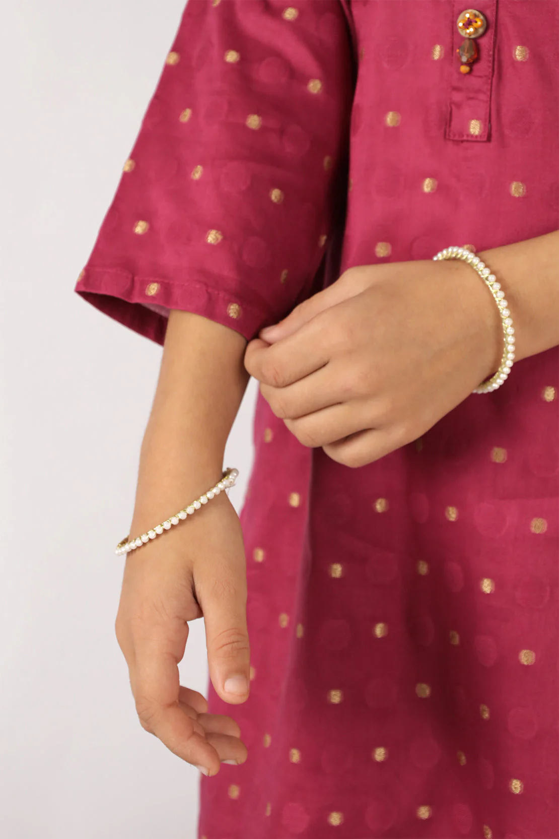 Stitched Cotton Jacquard Shirt/trouser For Kids - Image 5