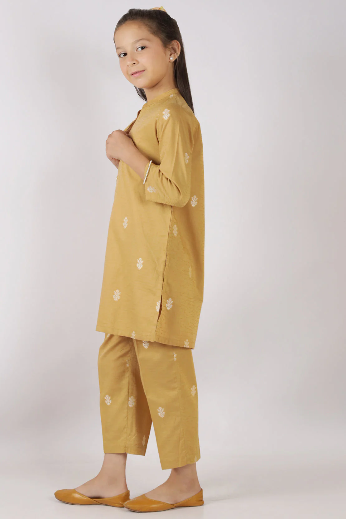 Stitched Cotton Jacquard Shirt/trouser For Kids - Image 2