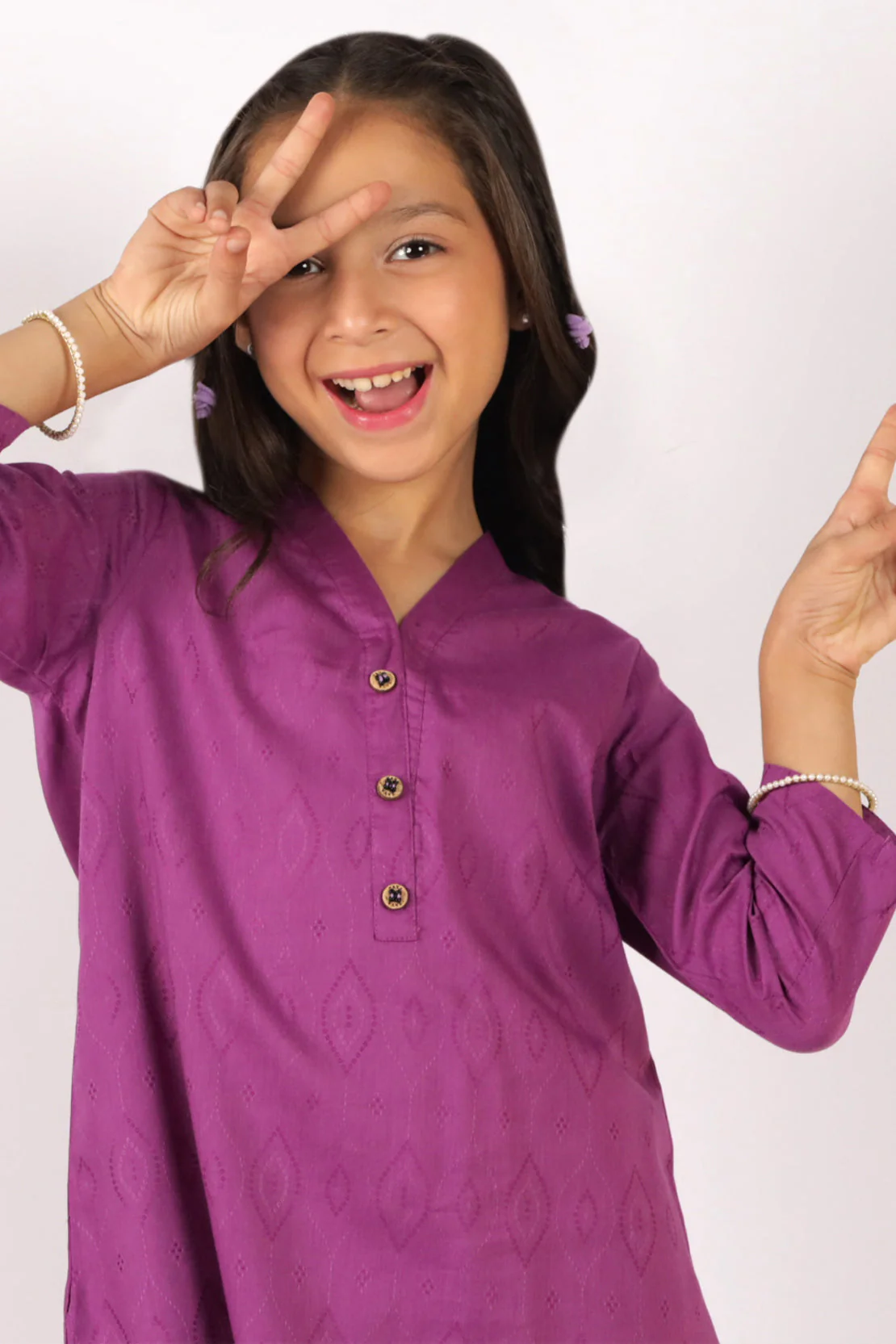 Stitched Cotton Jacquard Shirt/trouser For Kids - Image 2