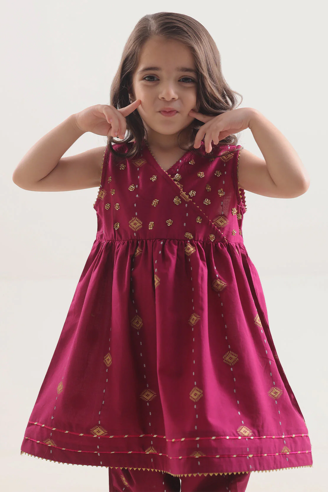 Stitched Cotton Jacquard Shirt/trouser For Kids - Image 2