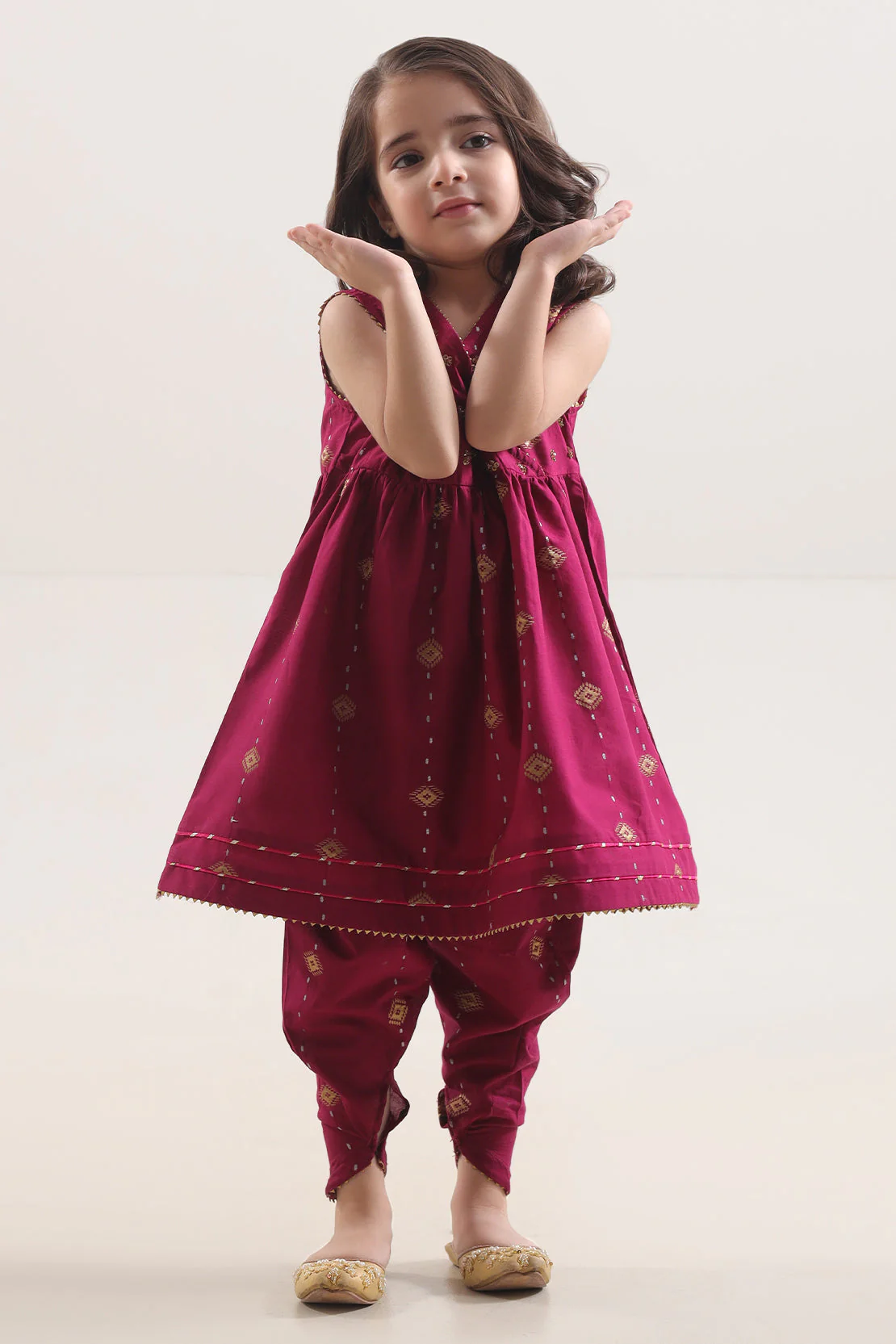 Stitched Cotton Jacquard Shirt/trouser For Kids - Image 3