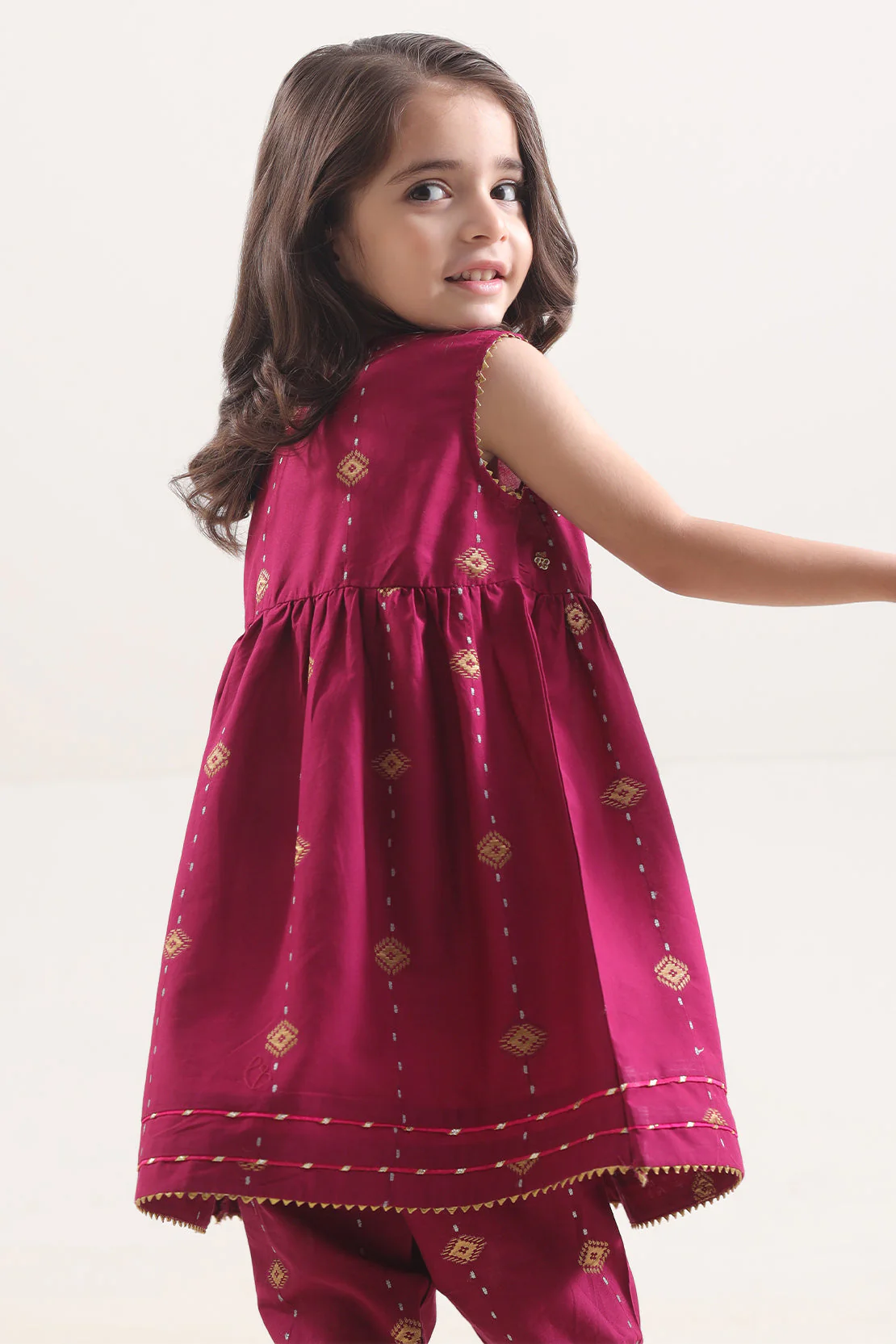Stitched Cotton Jacquard Shirt/trouser For Kids - Image 4
