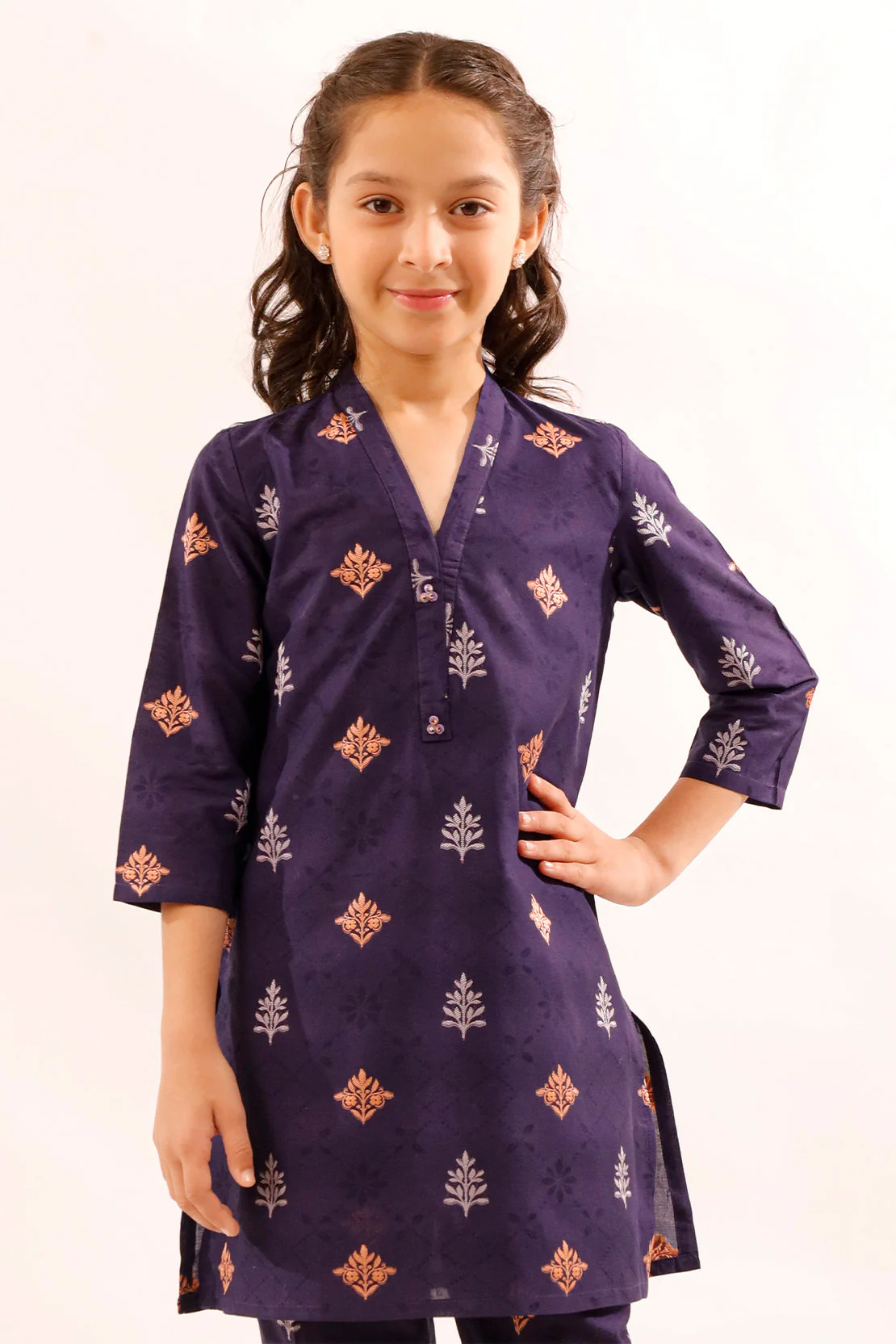 Stitched Cotton Jacquard Shirt/trouser For Kids - Image 2