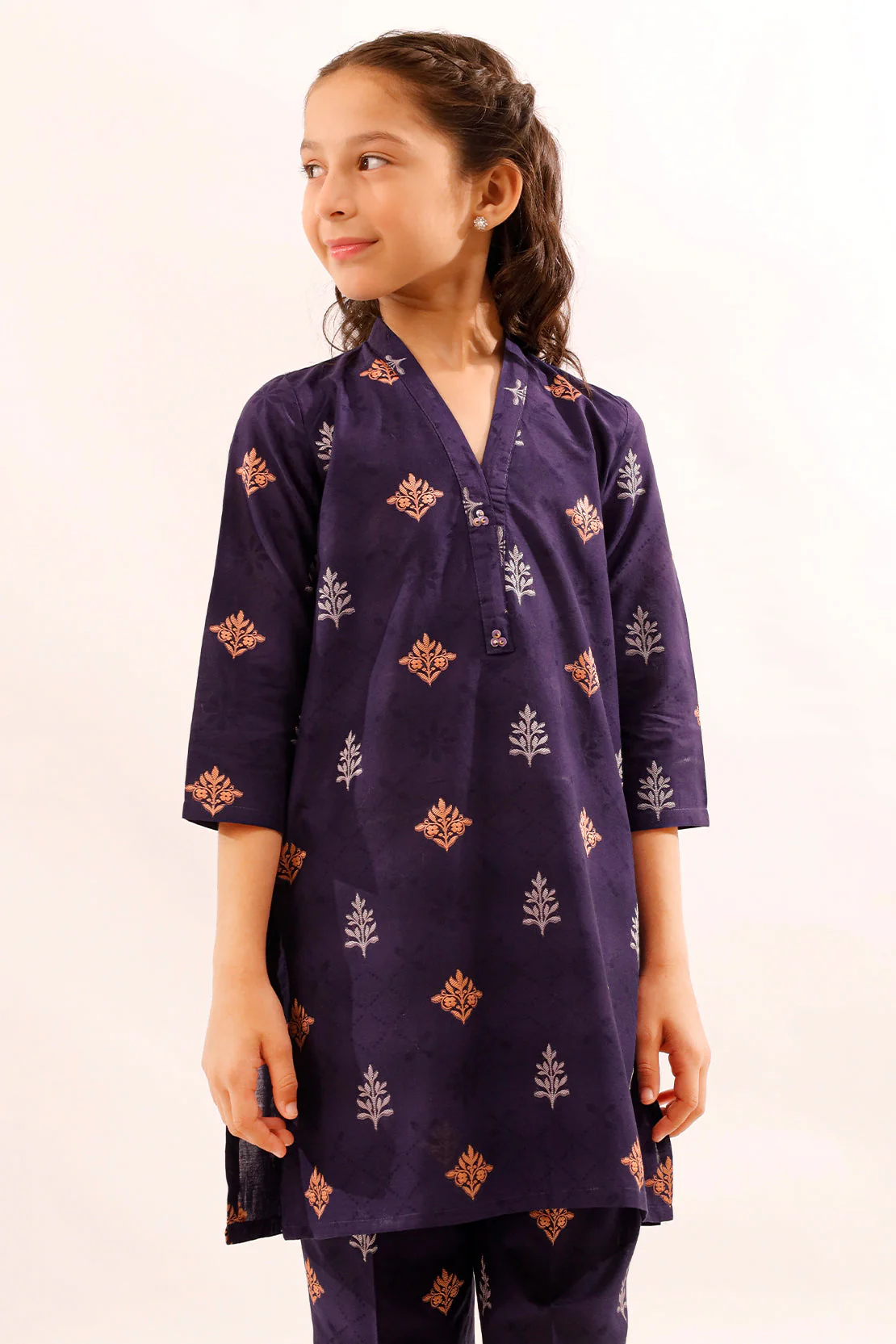 Stitched Cotton Jacquard Shirt/trouser For Kids - Image 4
