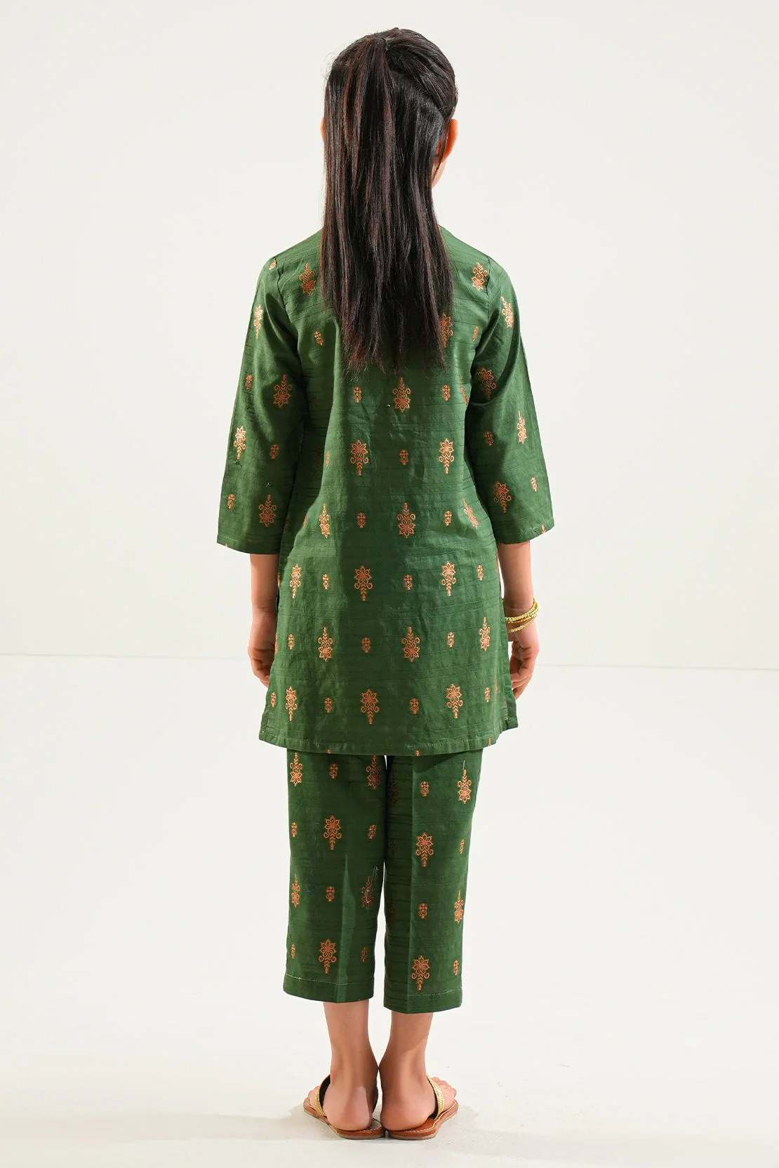 Stitched Cotton Jacquard Shirt/trouser For Kids - Image 2