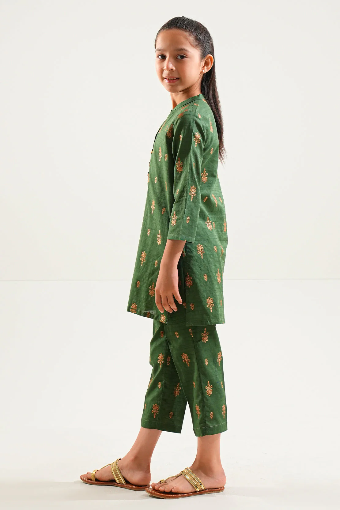 Stitched Cotton Jacquard Shirt/trouser For Kids - Image 3