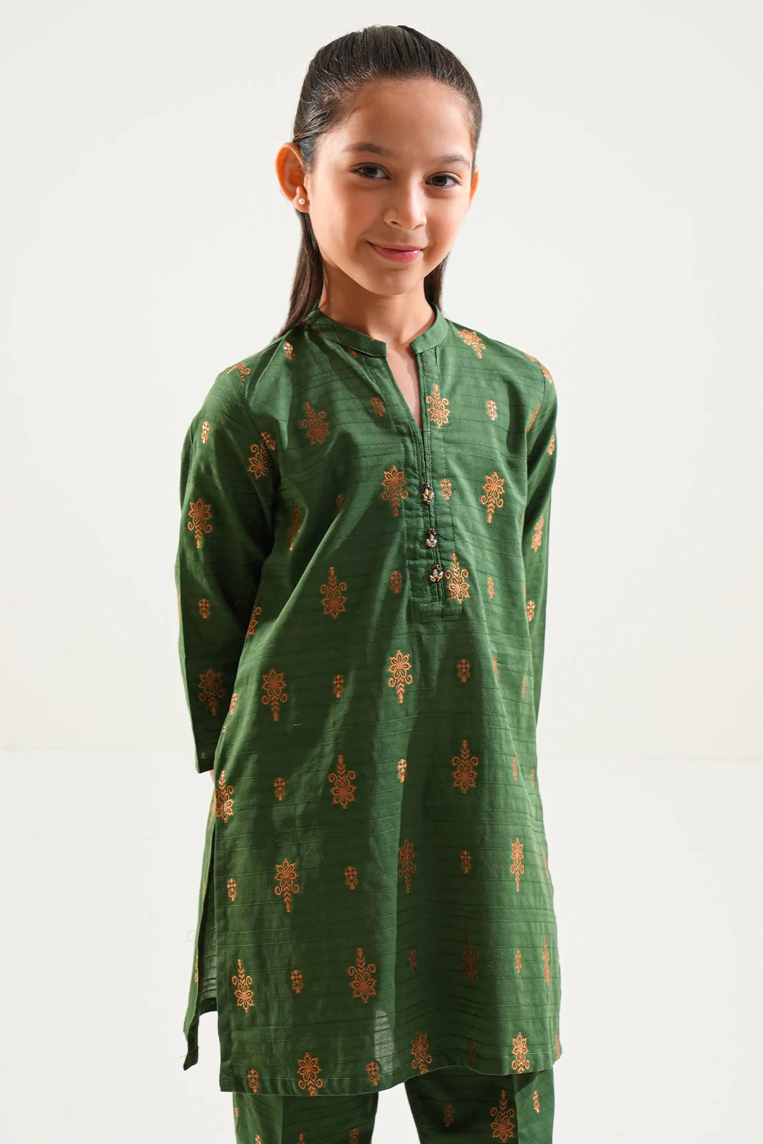 Stitched Cotton Jacquard Shirt/trouser For Kids - Image 4