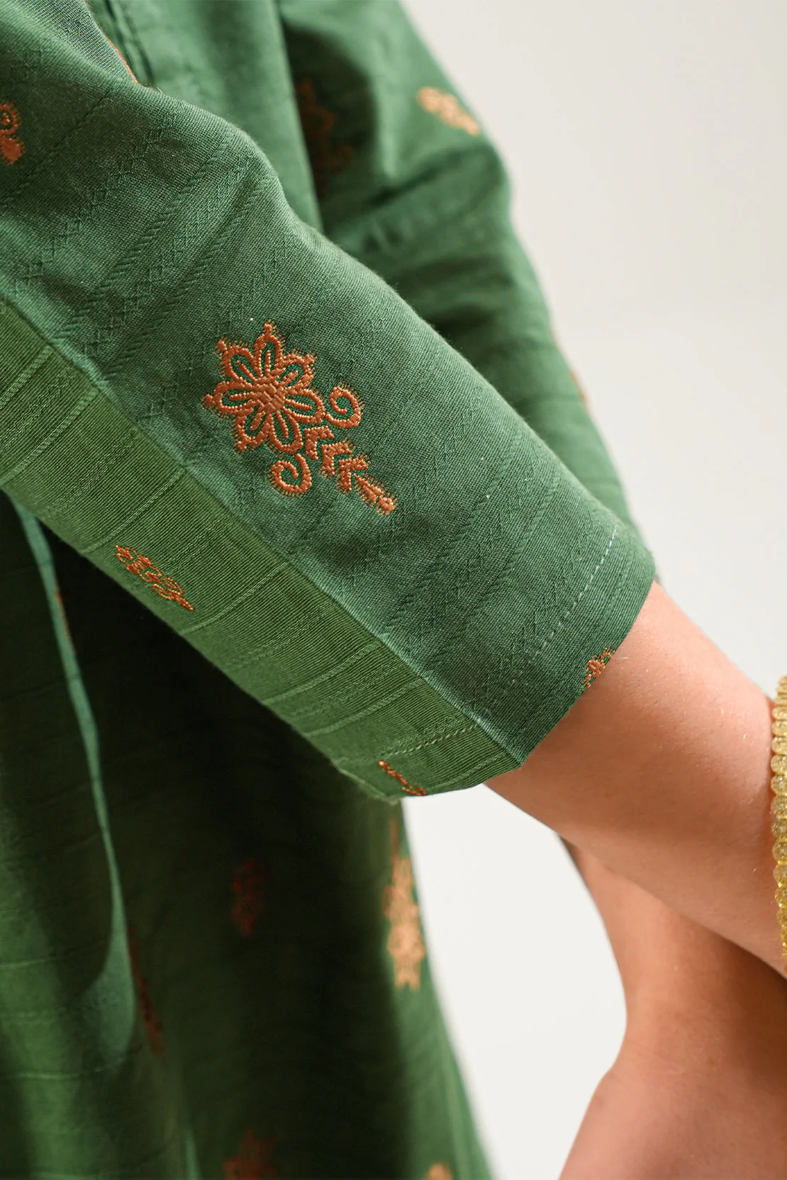 Stitched Cotton Jacquard Shirt/trouser For Kids - Image 5