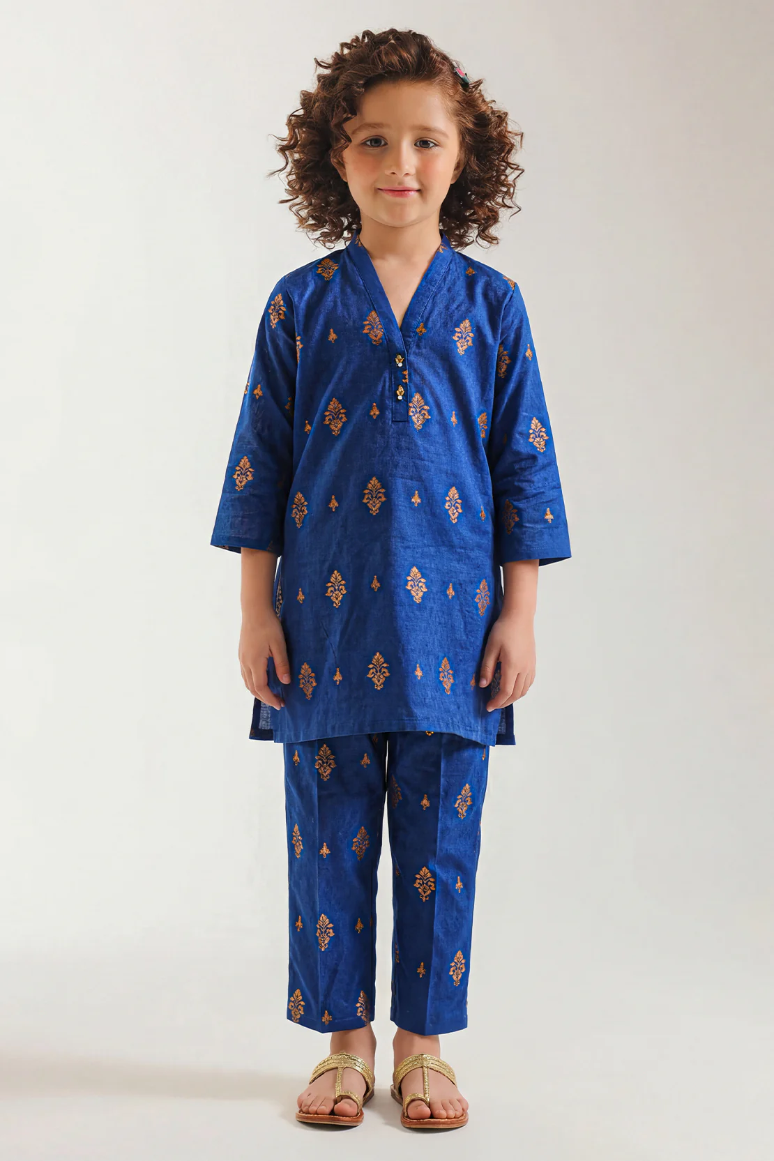 Stitched Cotton Jacquard Shirt/trouser For Kids - Image 2