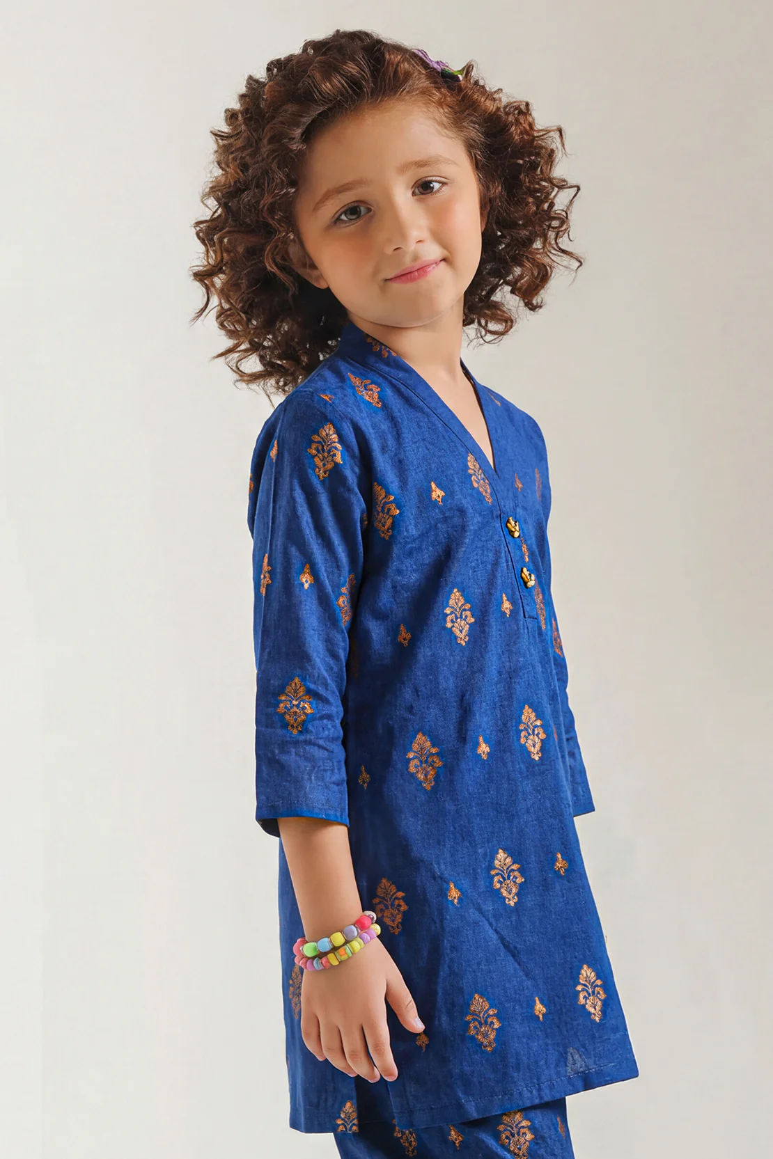 Stitched Cotton Jacquard Shirt/trouser For Kids - Image 3