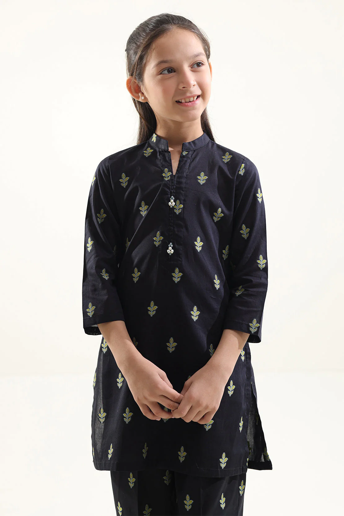 Stitched Cotton Jacquard Shirt/trouser For Kids - Image 3