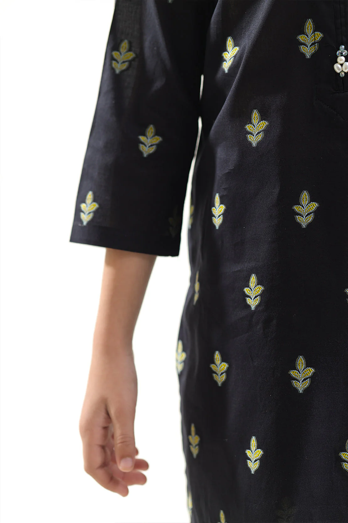 Stitched Cotton Jacquard Shirt/trouser For Kids - Image 5