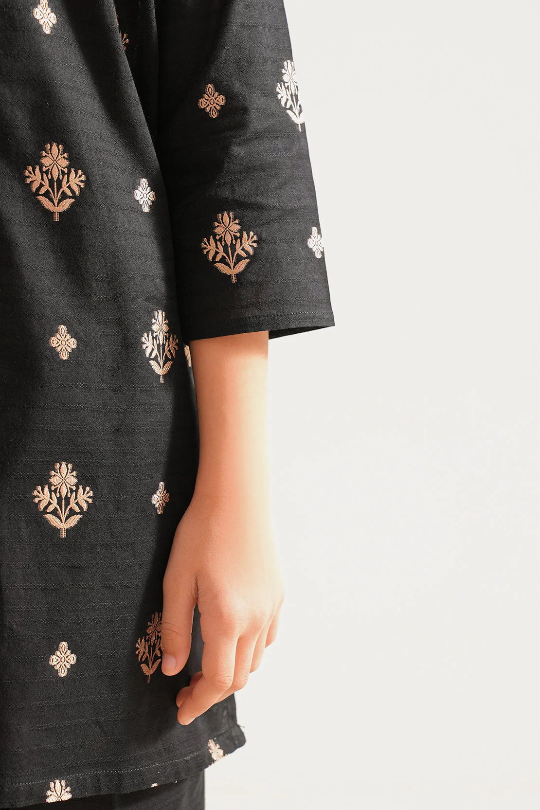 Stitched Cotton Jacquard Shirt/trouser For Kids - Image 6