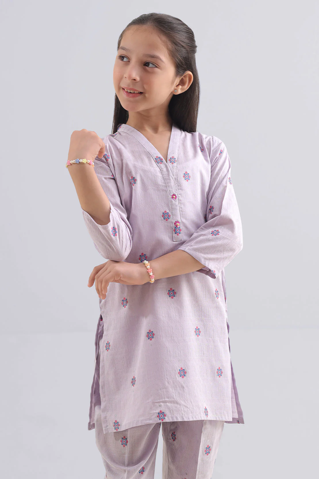 Stitched Cotton Jacquard Shirt/trouser For Kids - Image 4