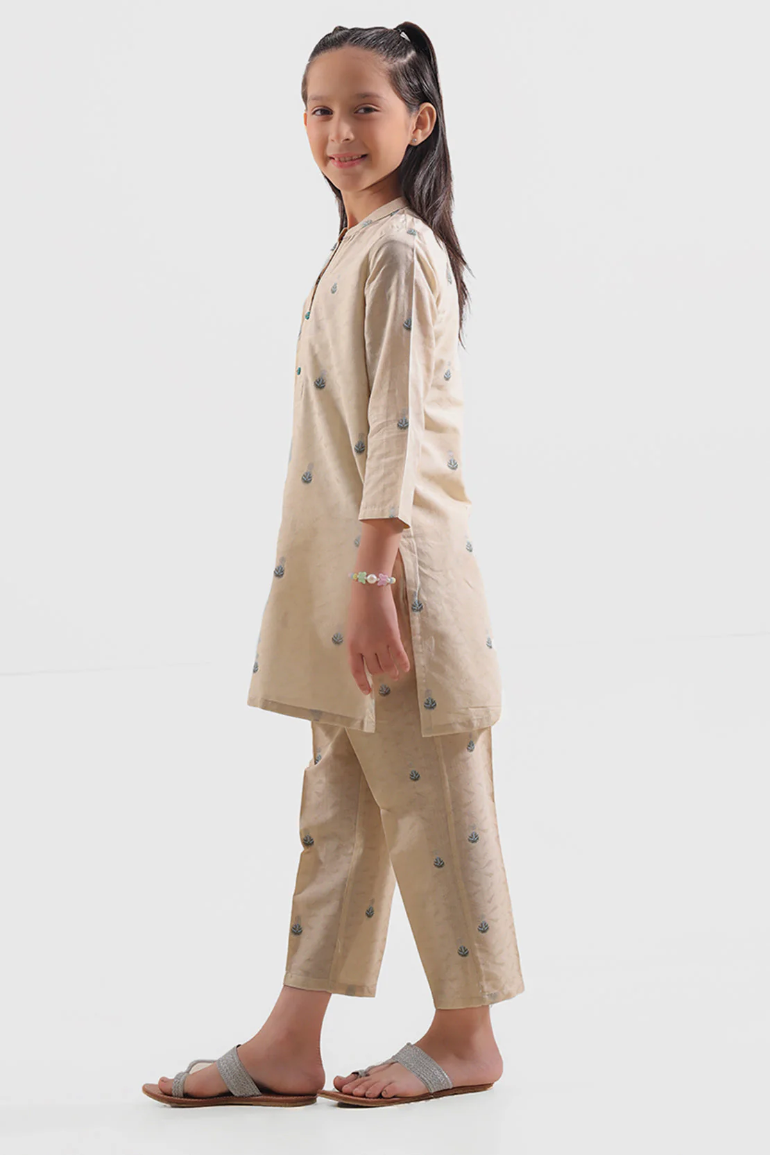 Stitched Cotton Jacquard Shirt/trouser For Kids - Image 3