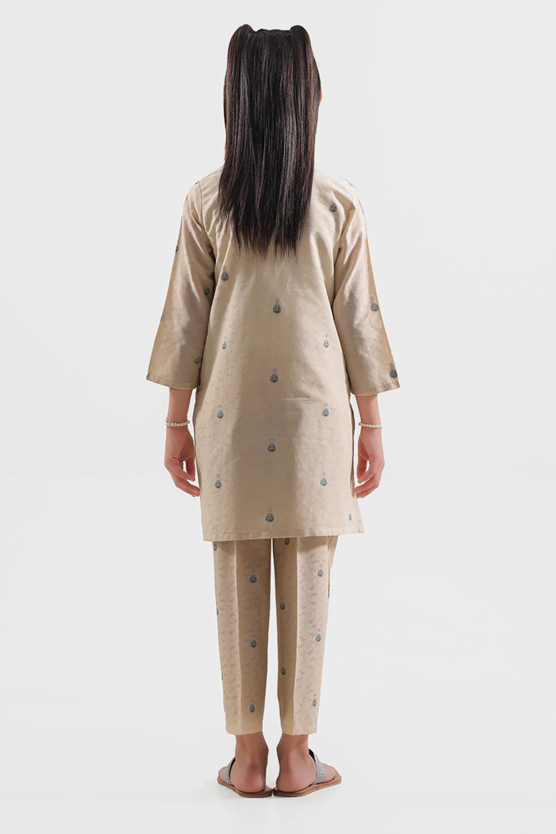 Stitched Cotton Jacquard Shirt/trouser For Kids - Image 4