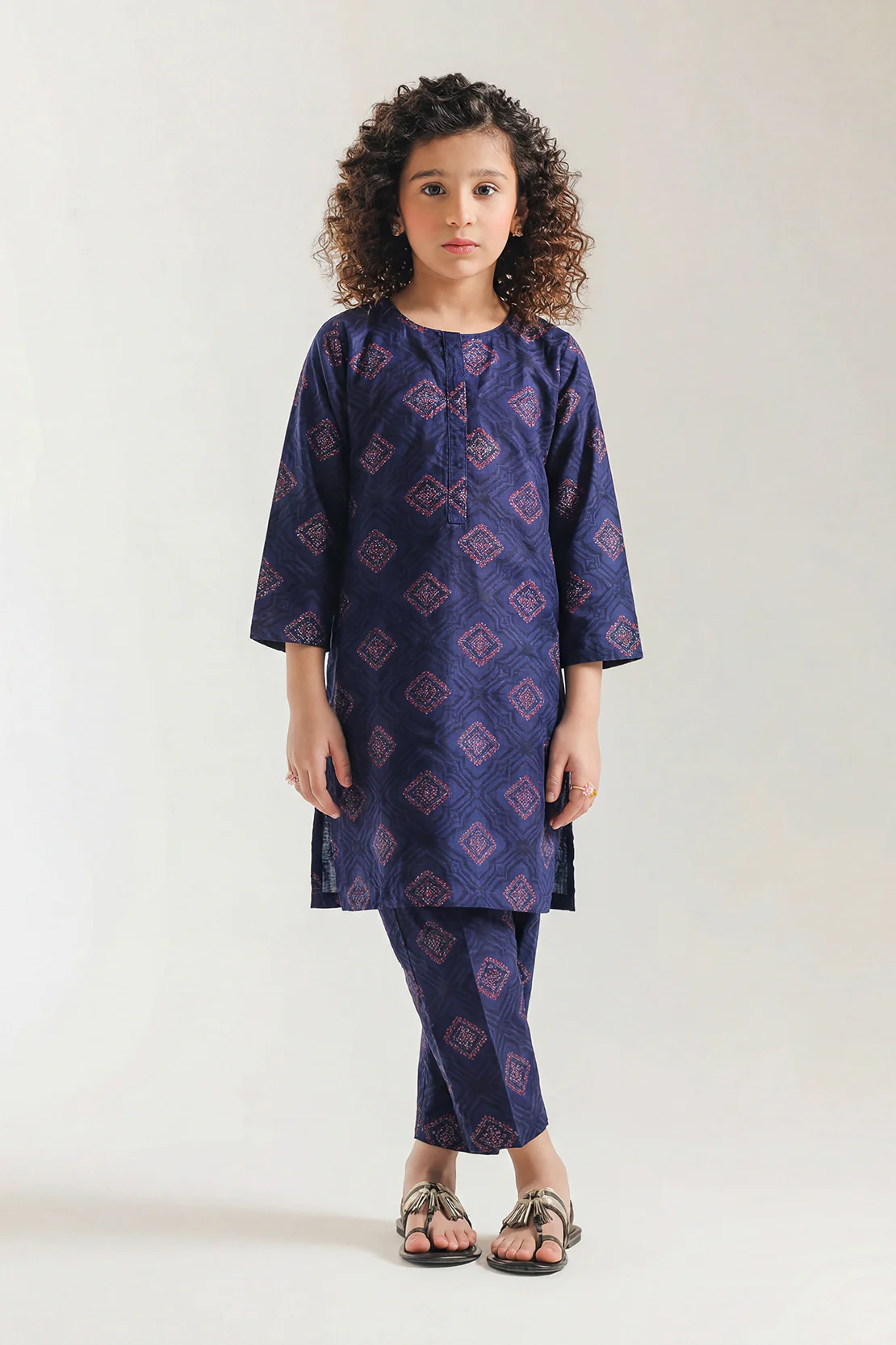 Stitched Cotton Jacquard Shirt/trouser For Kids