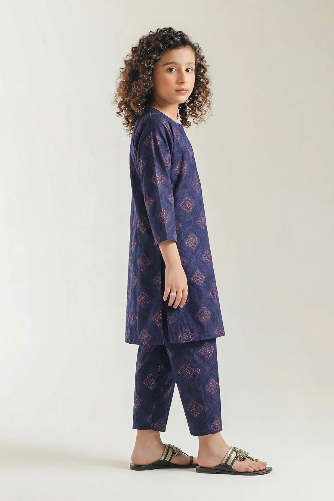 Stitched Cotton Jacquard Shirt/trouser For Kids - Image 2