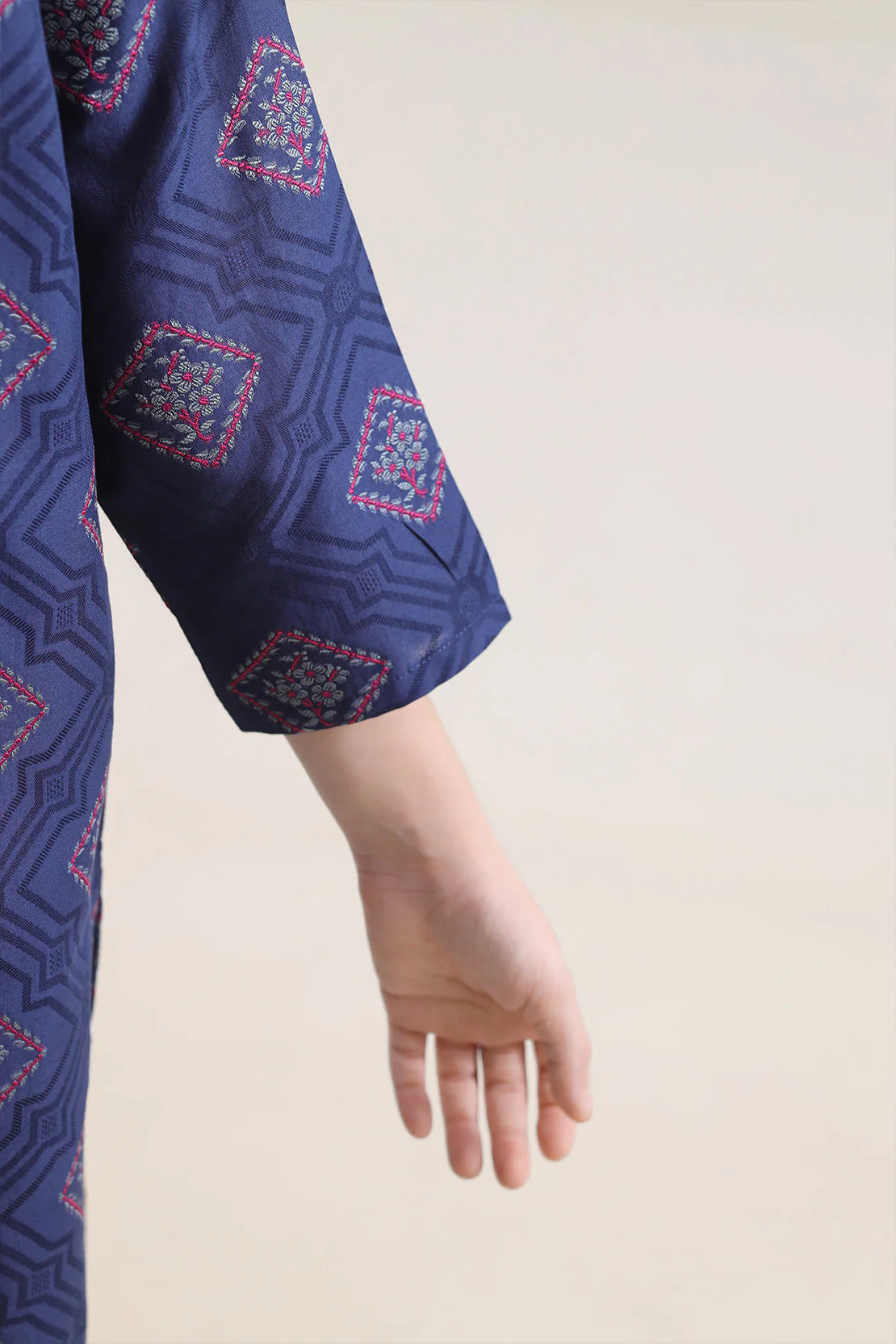 Stitched Cotton Jacquard Shirt/trouser For Kids - Image 4