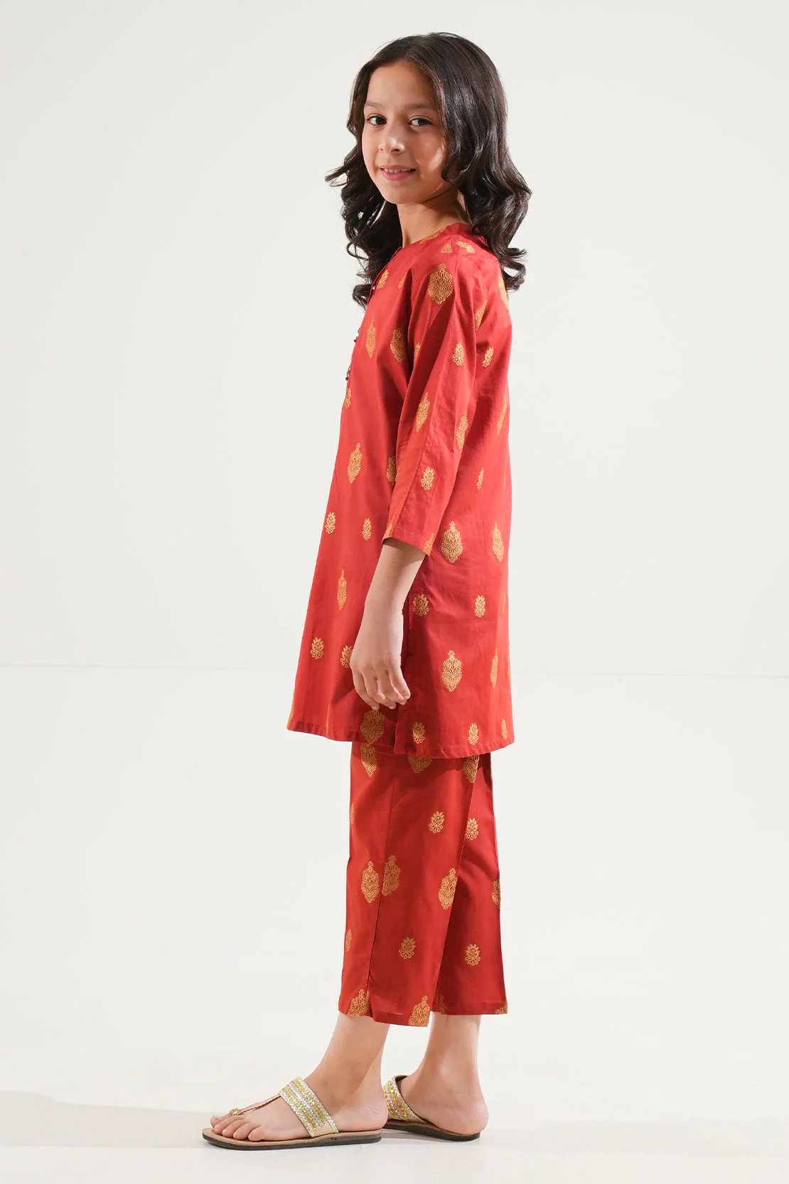 Stitched Cotton Jacquard Shirt/trouser For Kids - Image 2