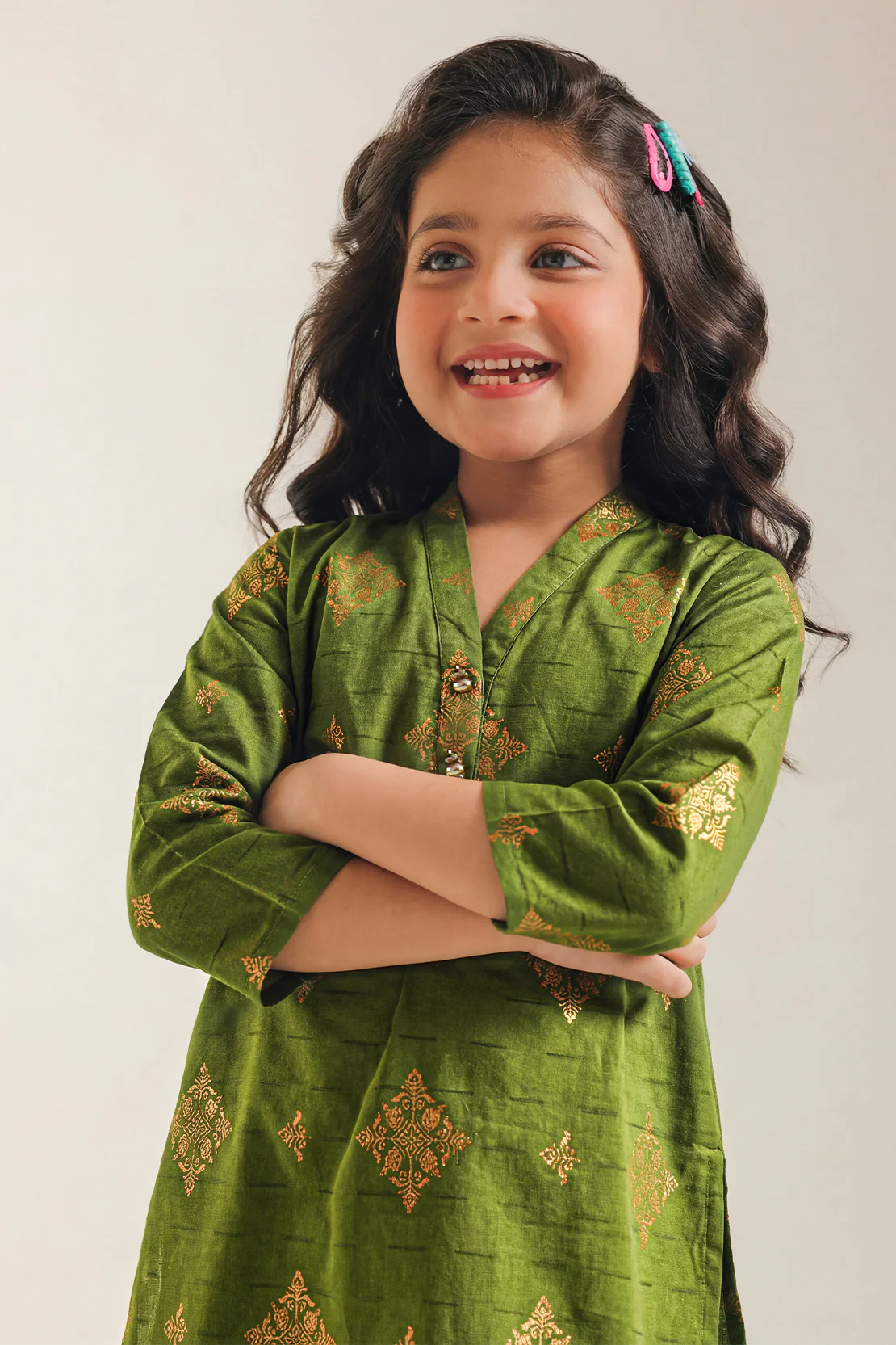 Stitched Cotton Jacquard Shirt/trouser For Kids - Image 3