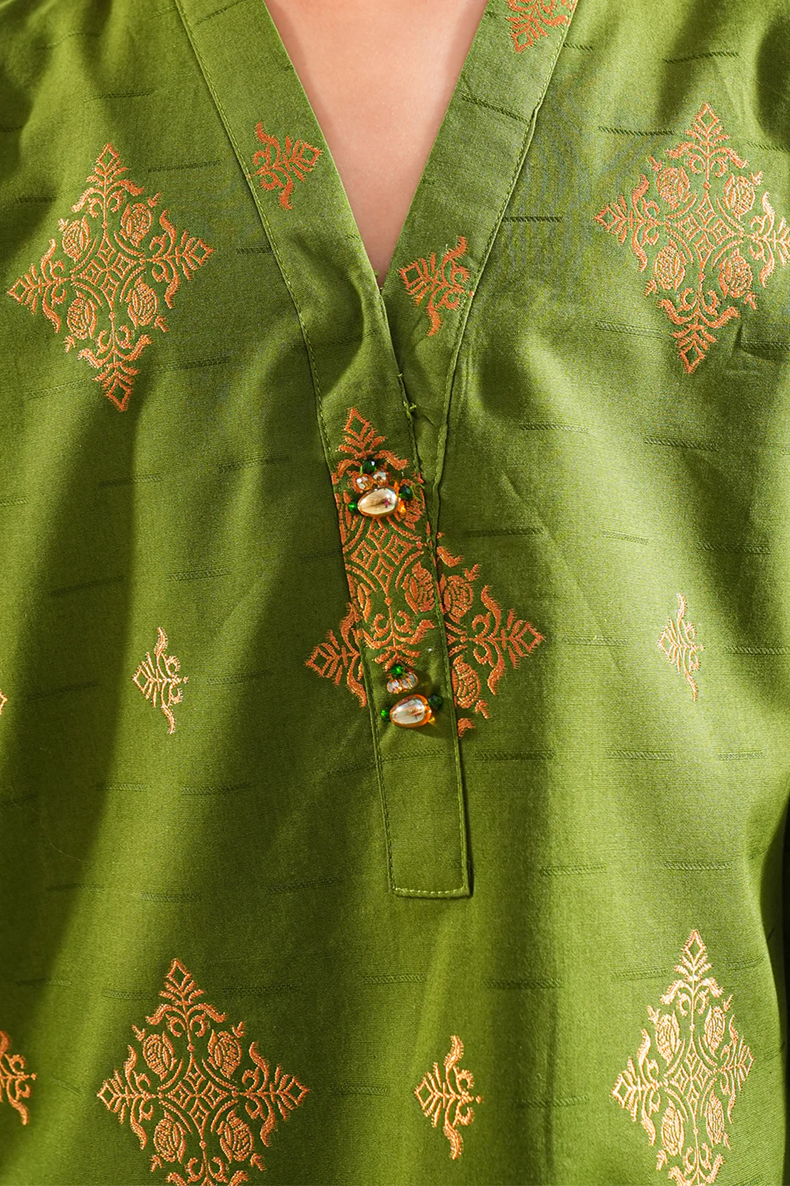 Stitched Cotton Jacquard Shirt/trouser For Kids - Image 5